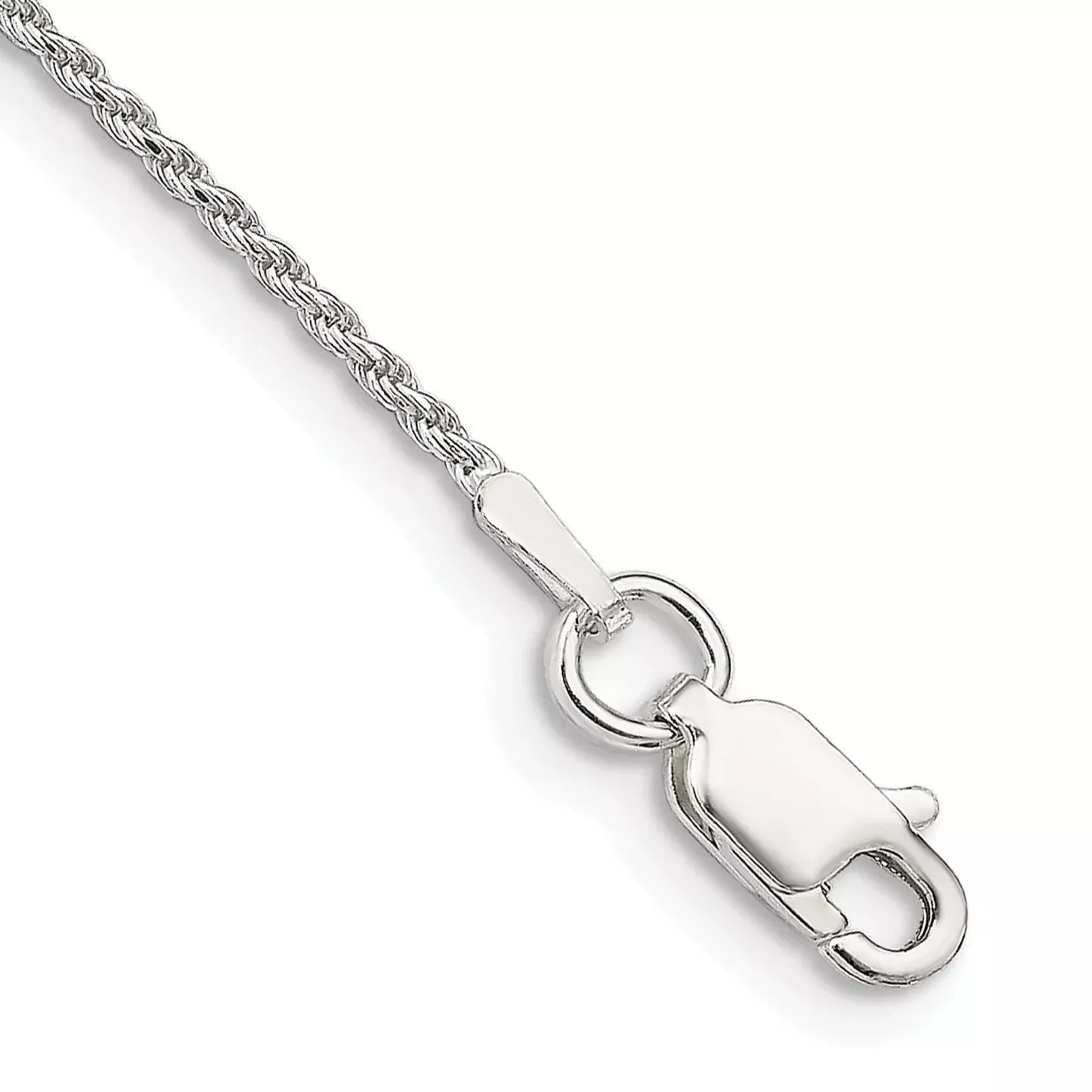 10 Inch Sterling Silver 1.2mm Diamond-Cut Rope Chain Anklet