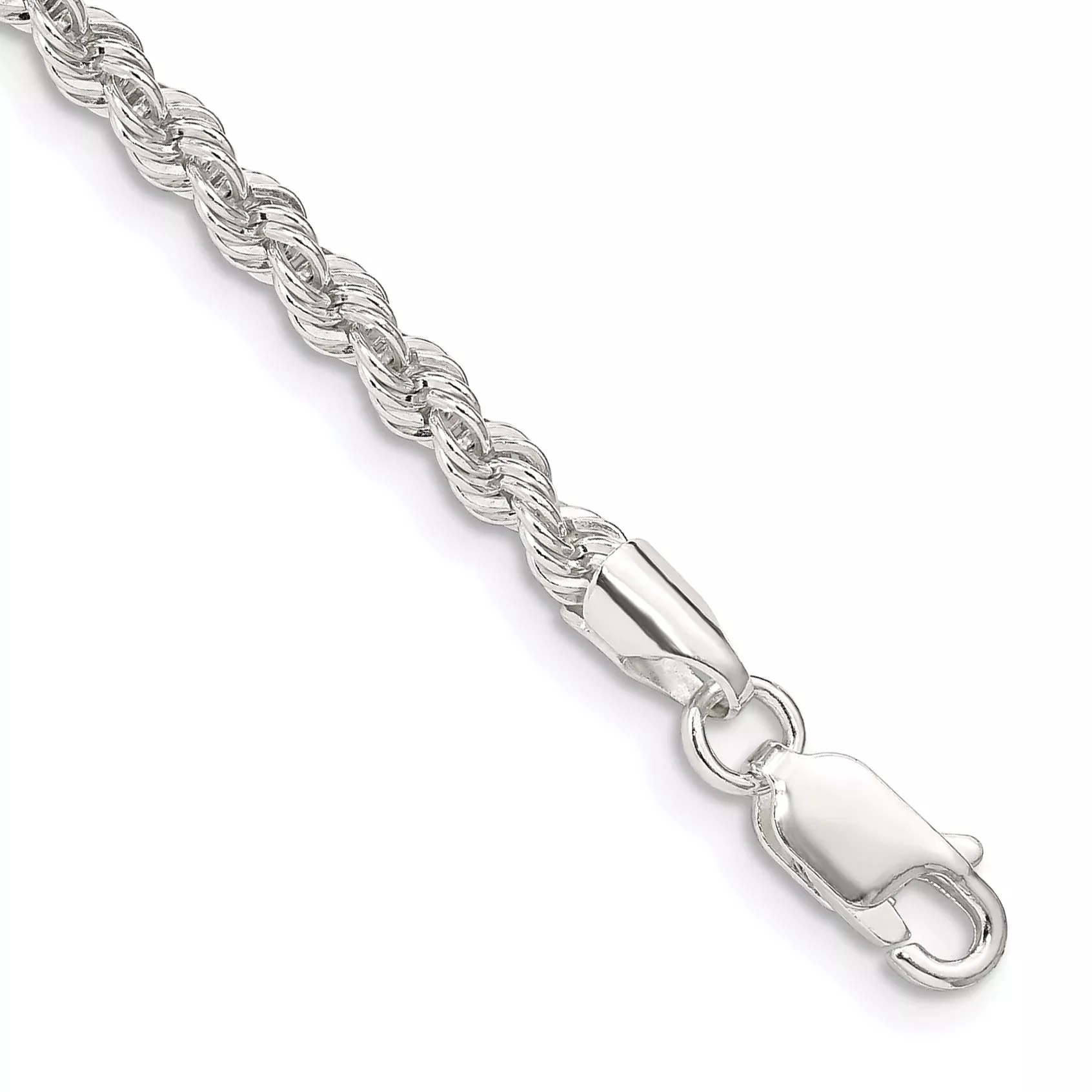 10 Inch Sterling Silver 3mm Solid Rope Chain Anklet