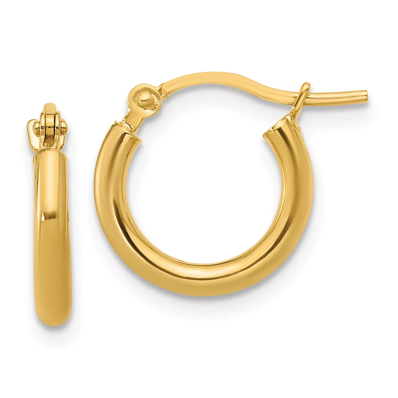 10k 2x12mm Polished Hoop Earrings