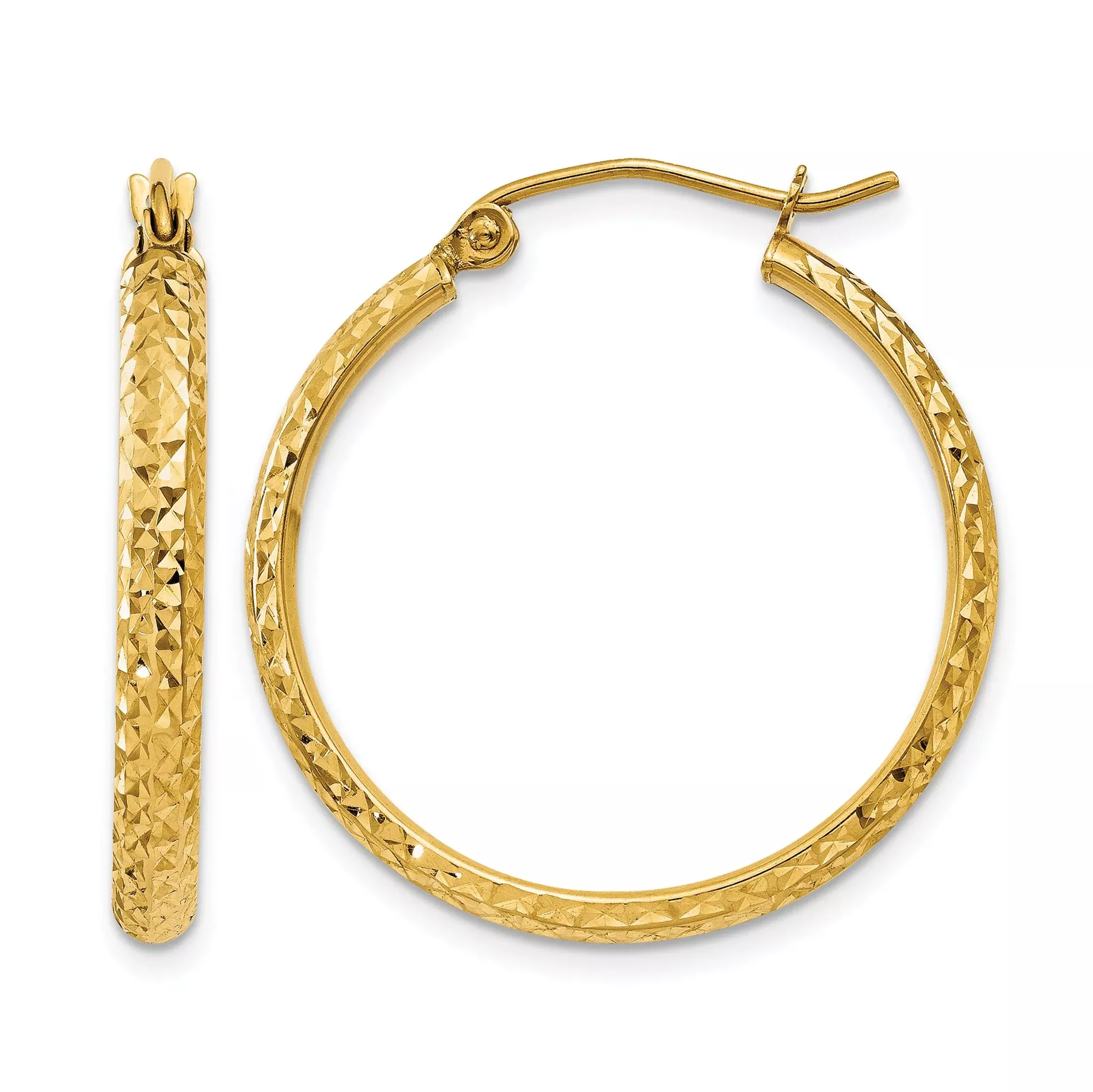 10k D/C 2.8x25mm Hollow Hoop Earrings