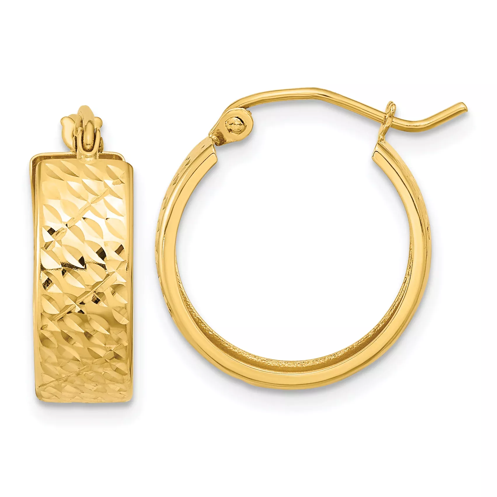 10k Diamond-cut Hoop Earrings
