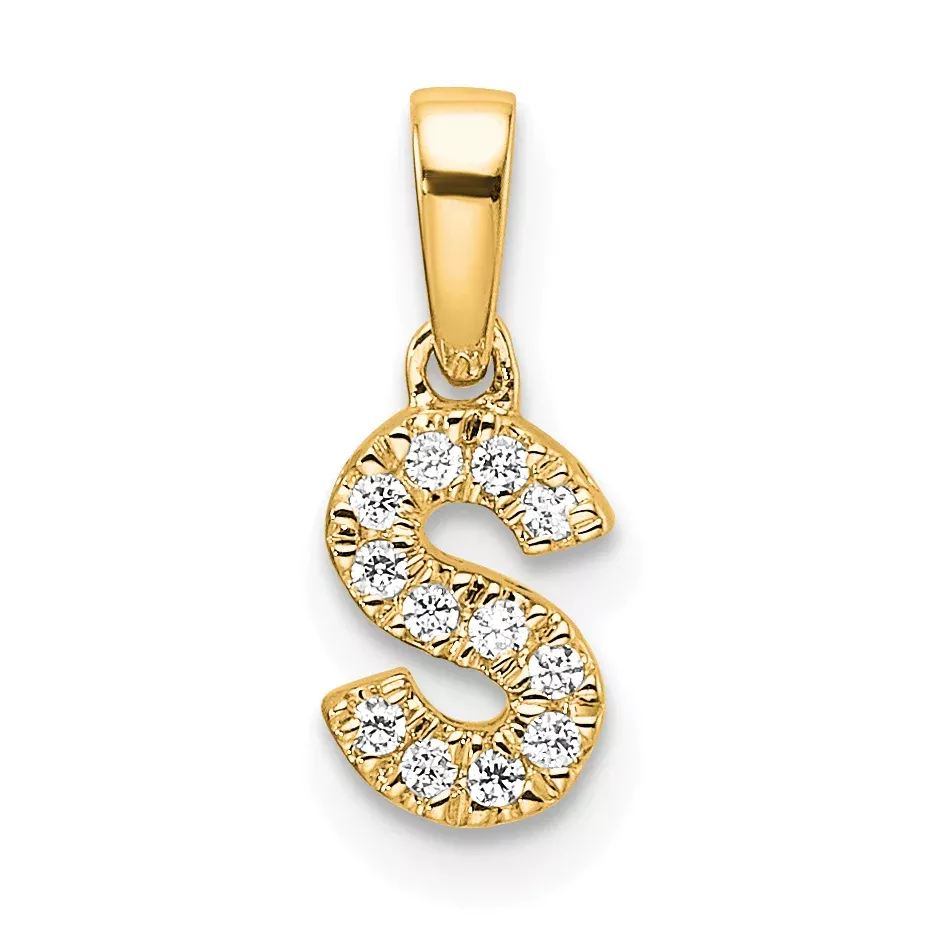 10K Diamond Letter S Initial with Bail Pendant