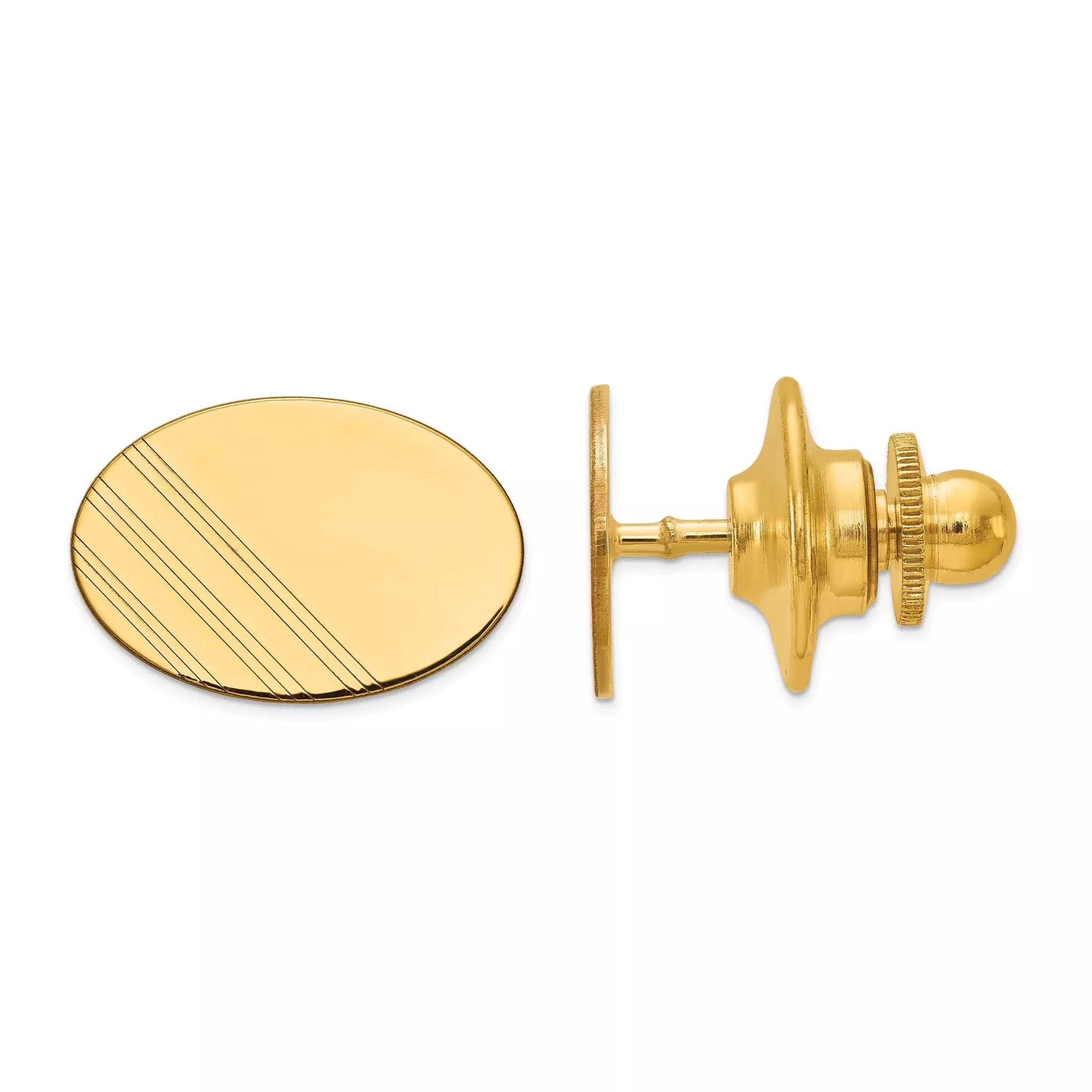 10k Men's Oval w/Line Design Tie Tac