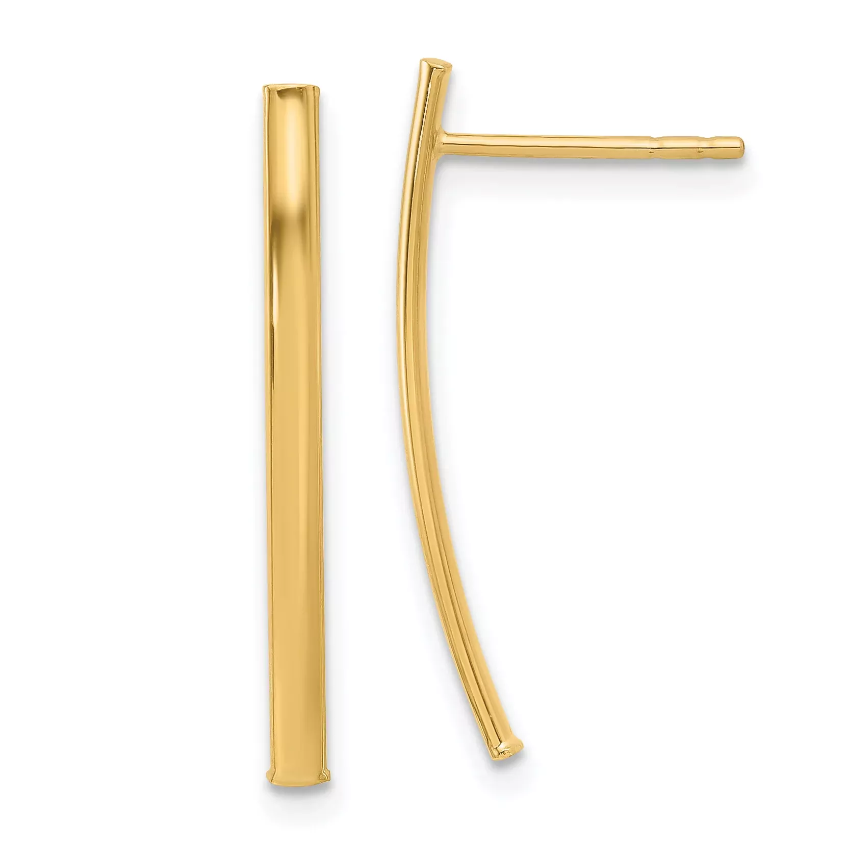 10K Polished Bar Post Earrings