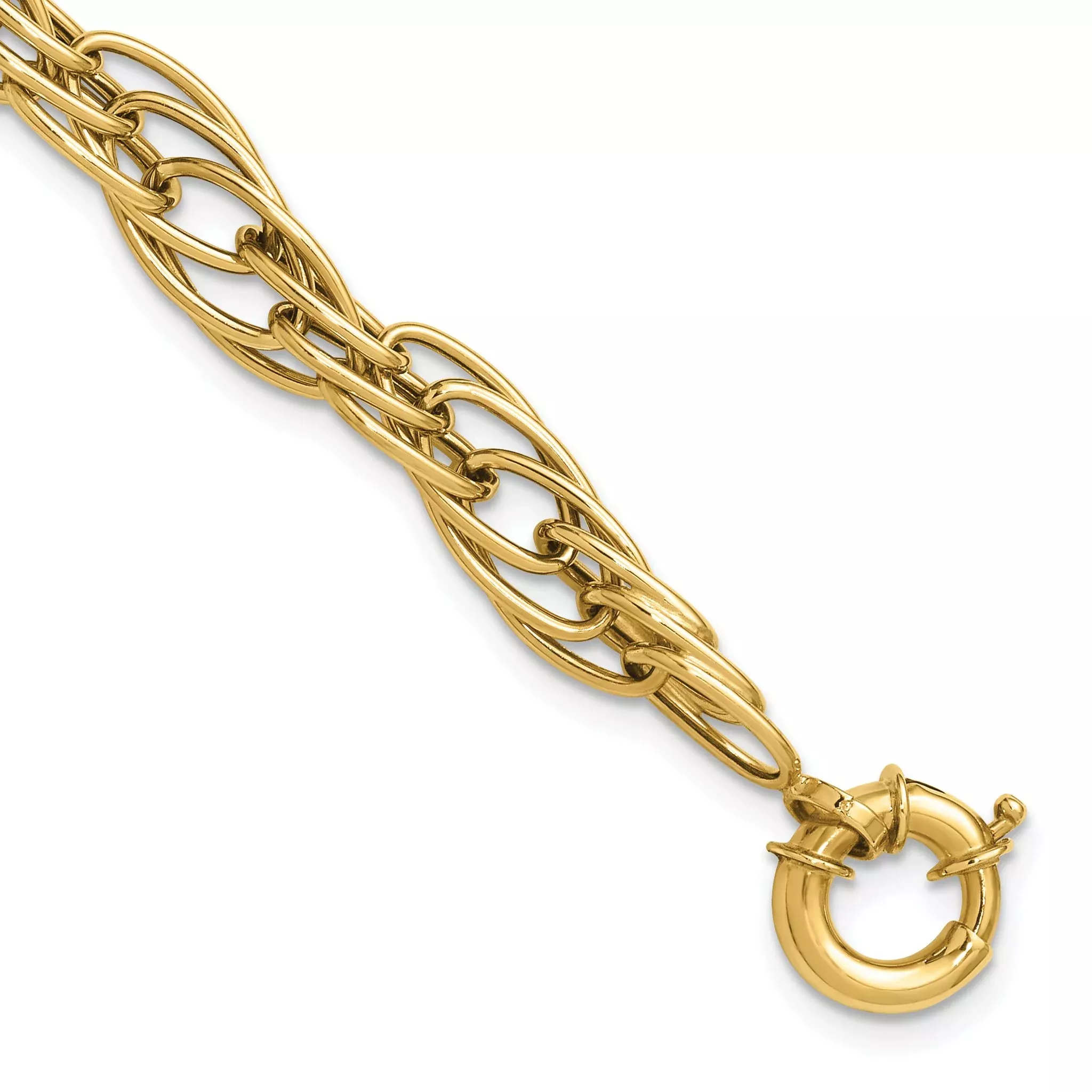10K Polished Fancy Oval Link Bracelet