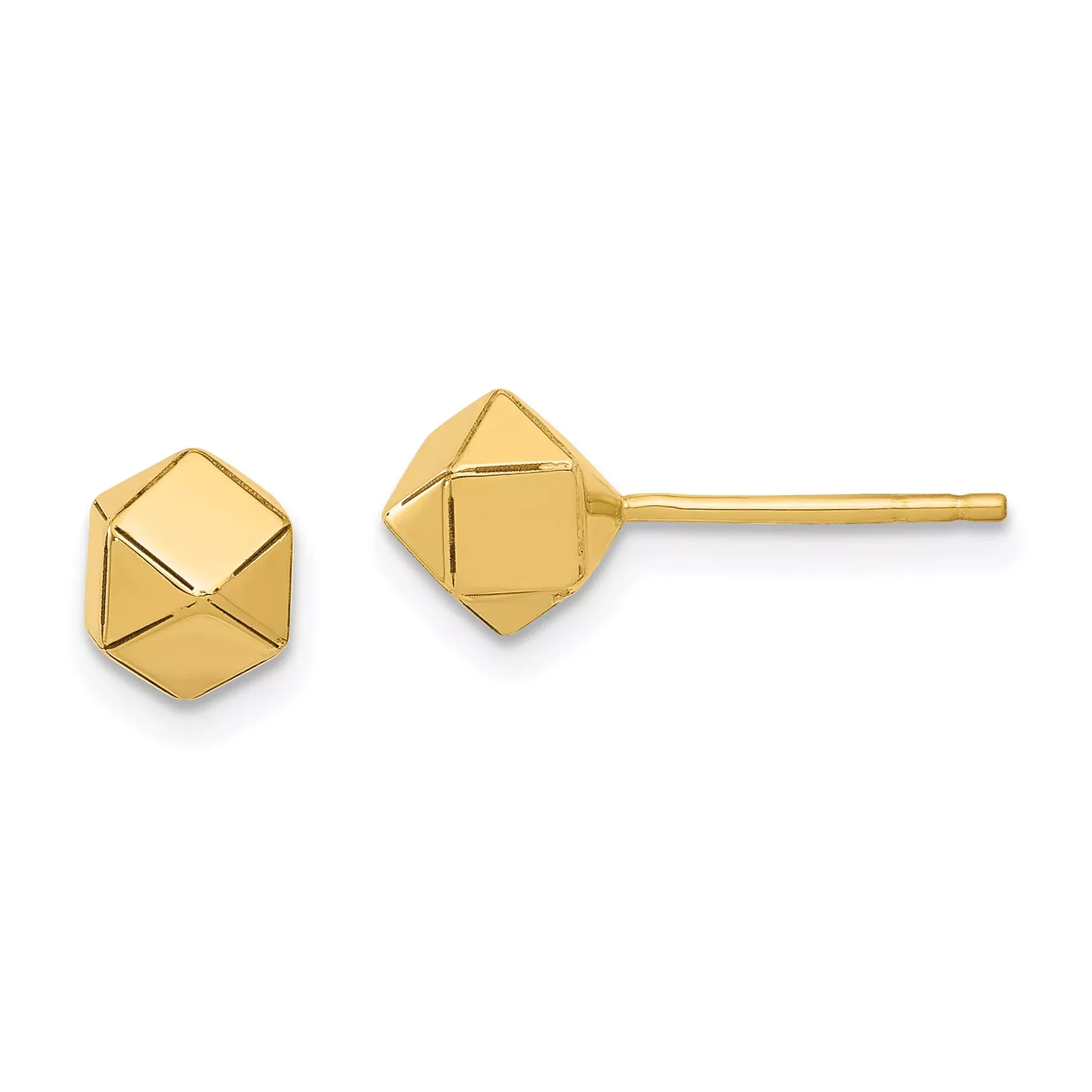 10K Polished Geometric Ball Post Earrings