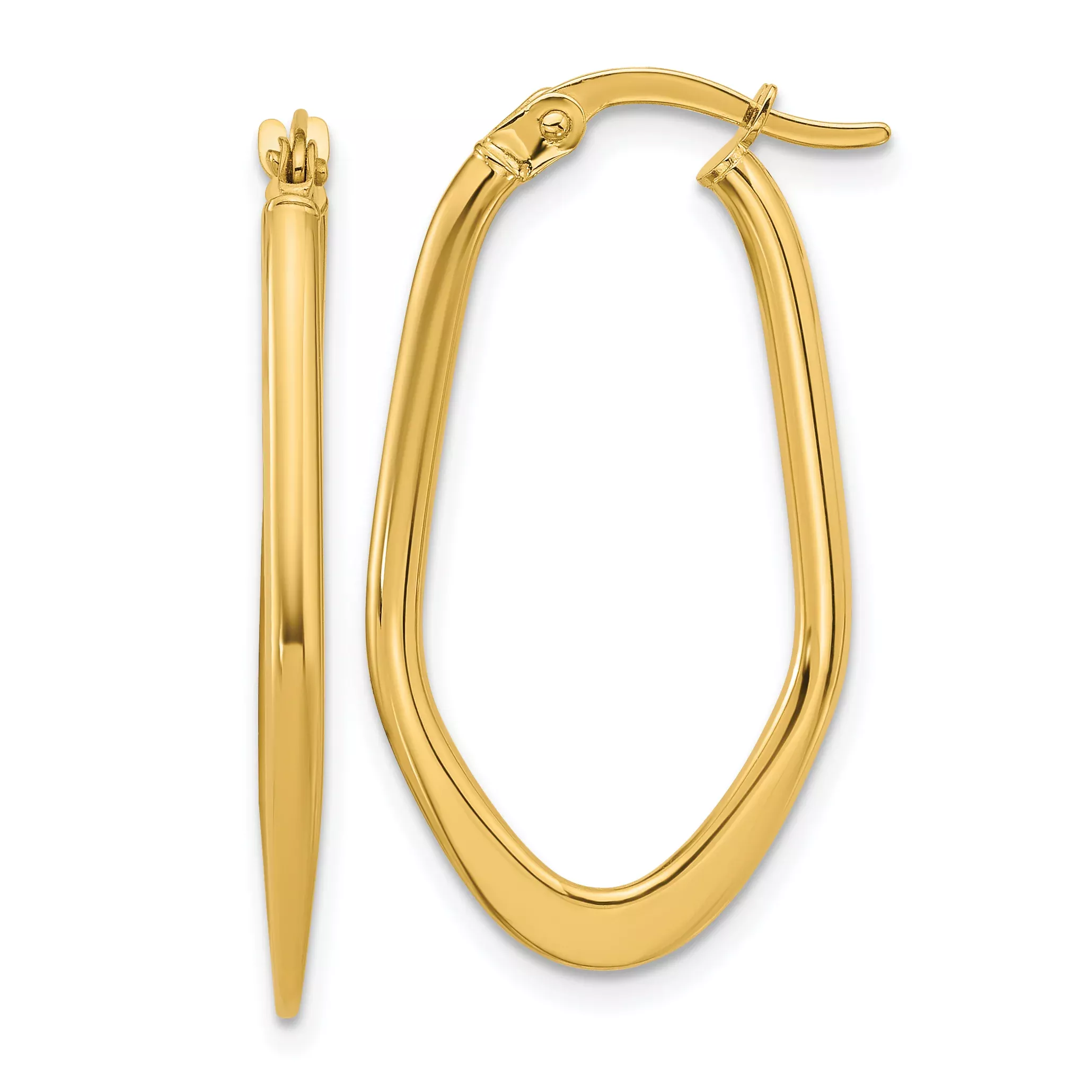 10K Polished Oval Hoop Earrings