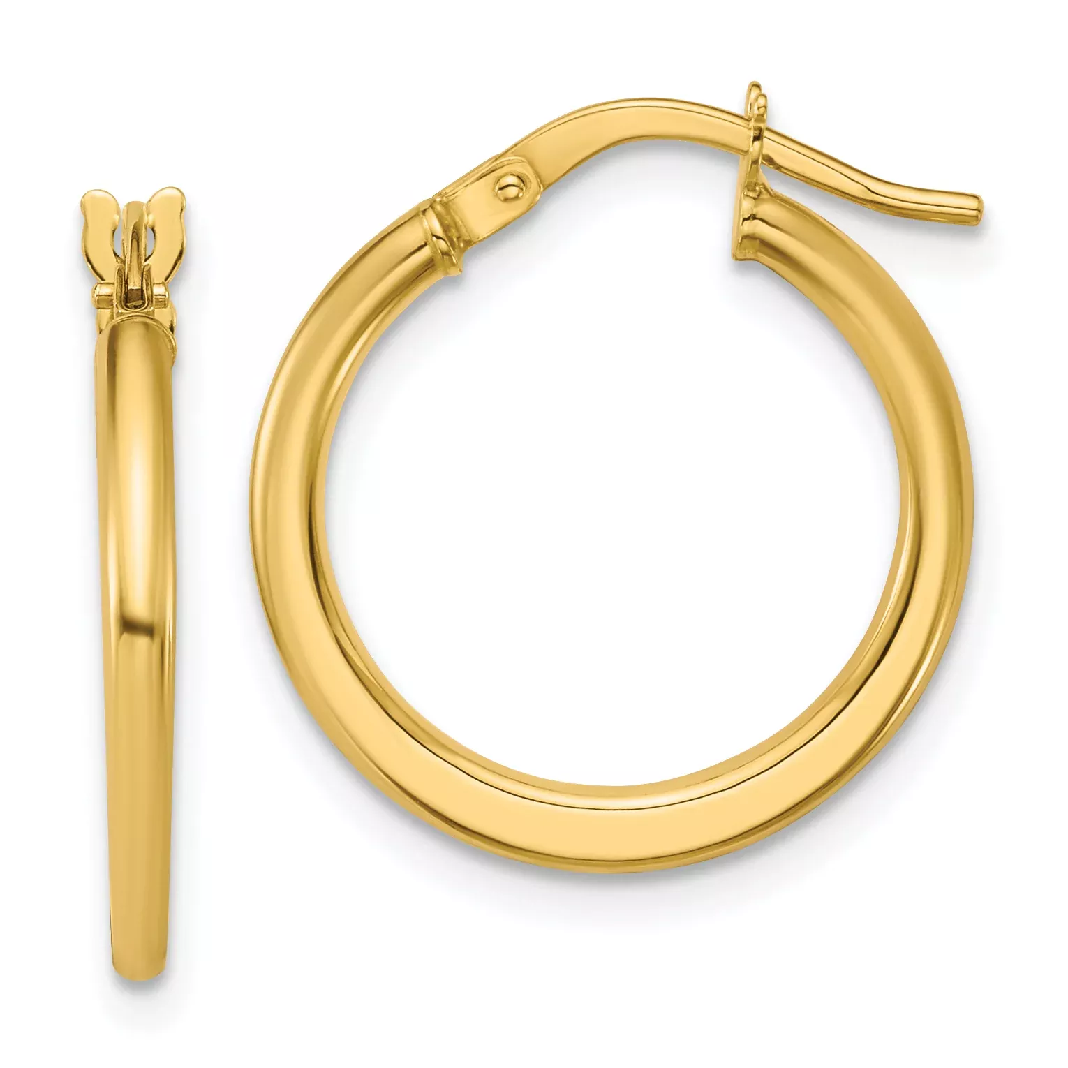 10K Polished Round Hoop Earrings
