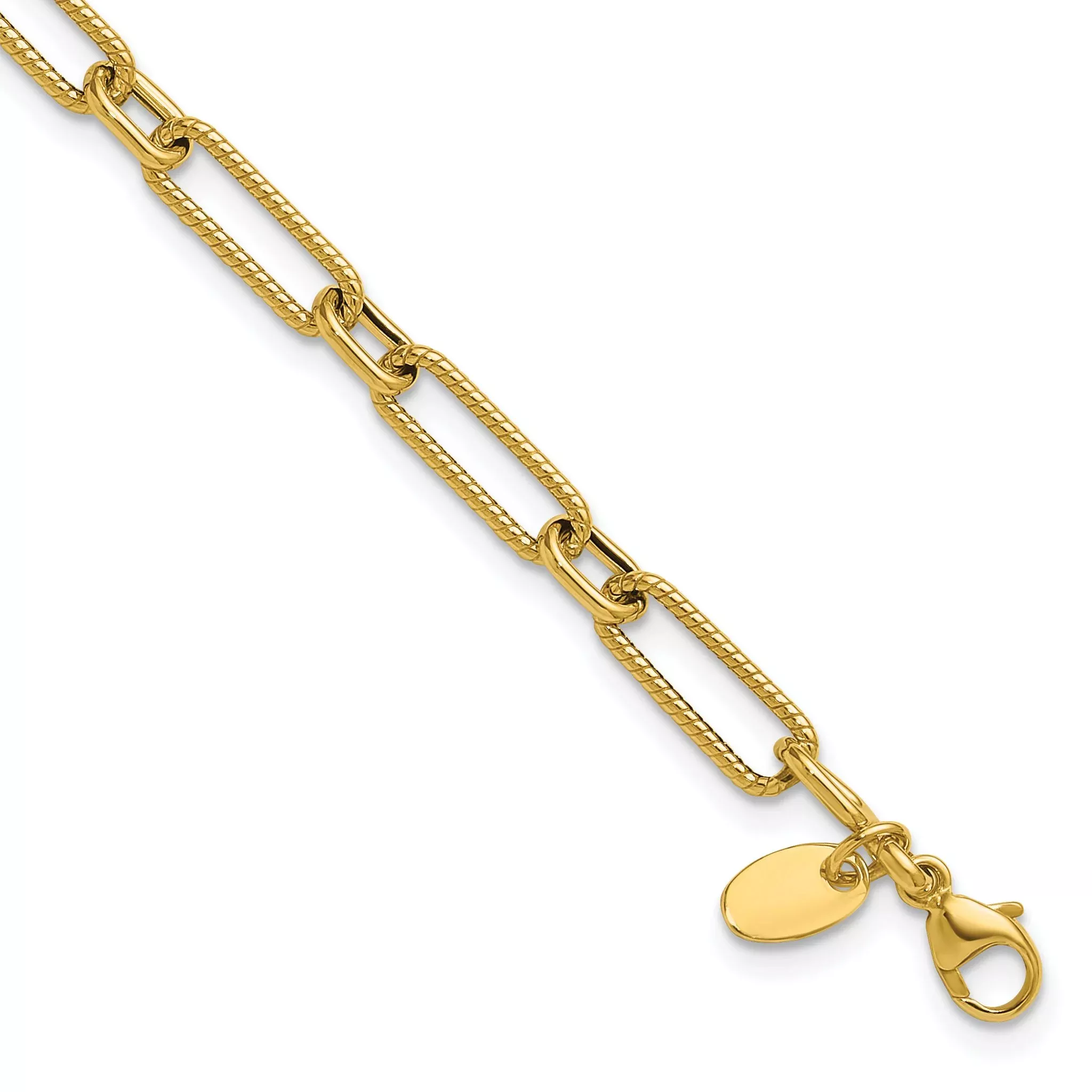 10K Polished and Textured 4.2mm Fancy Link Bracelet