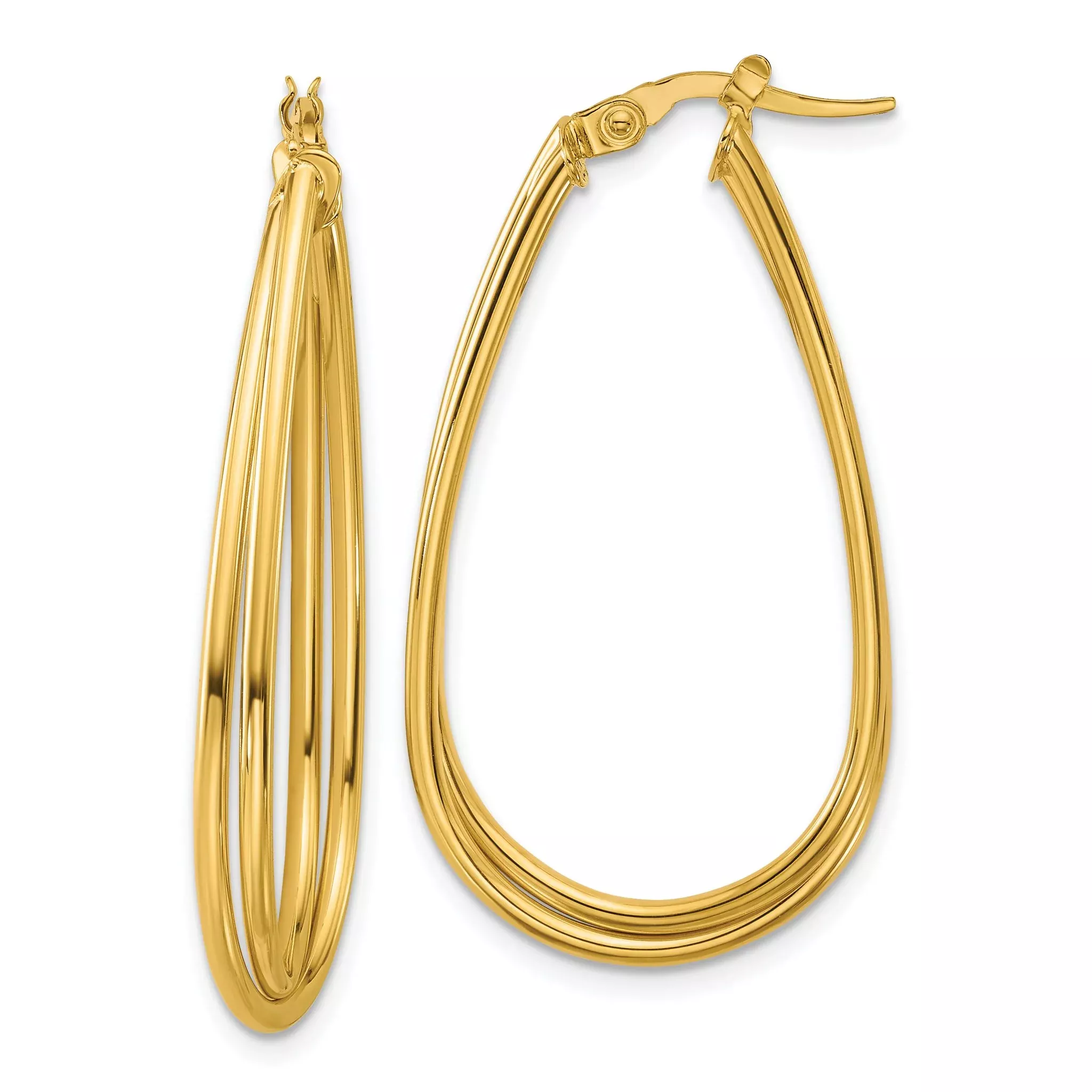 10K Polished Twist Teardrop Hoop Earrings