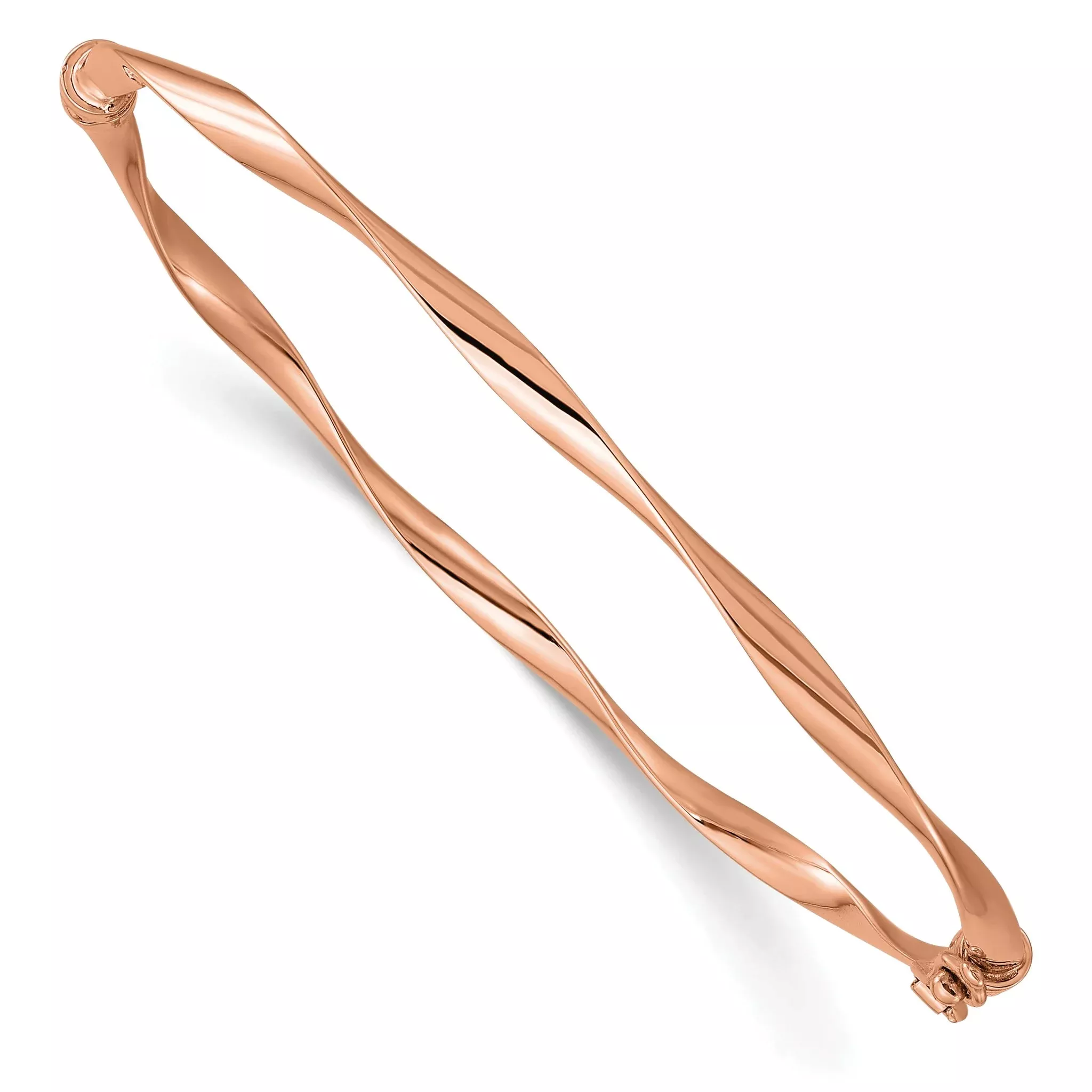 10K Rose Gold Polished Hinged Bangle