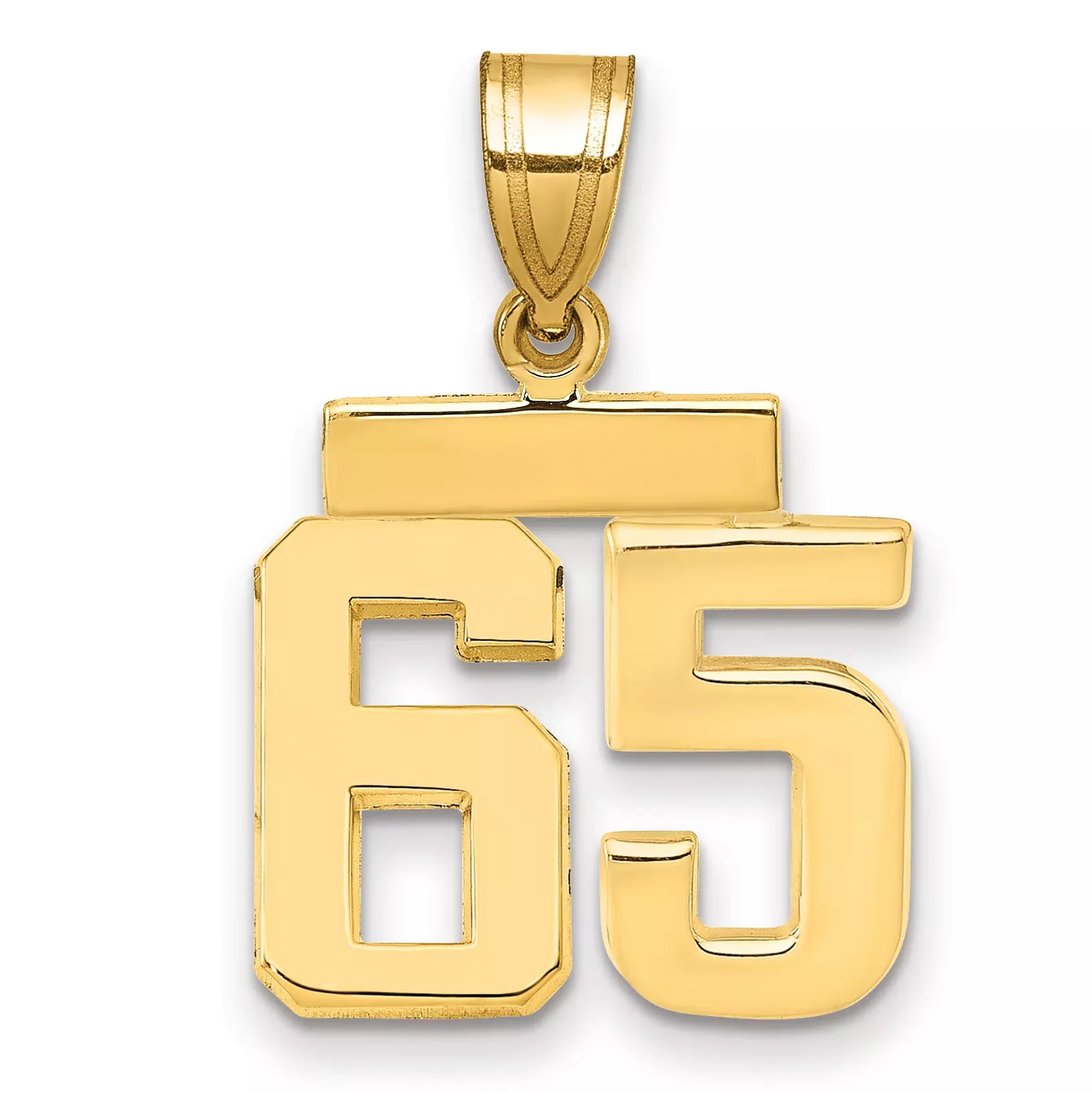 10k Small Polished Number 65 Charm