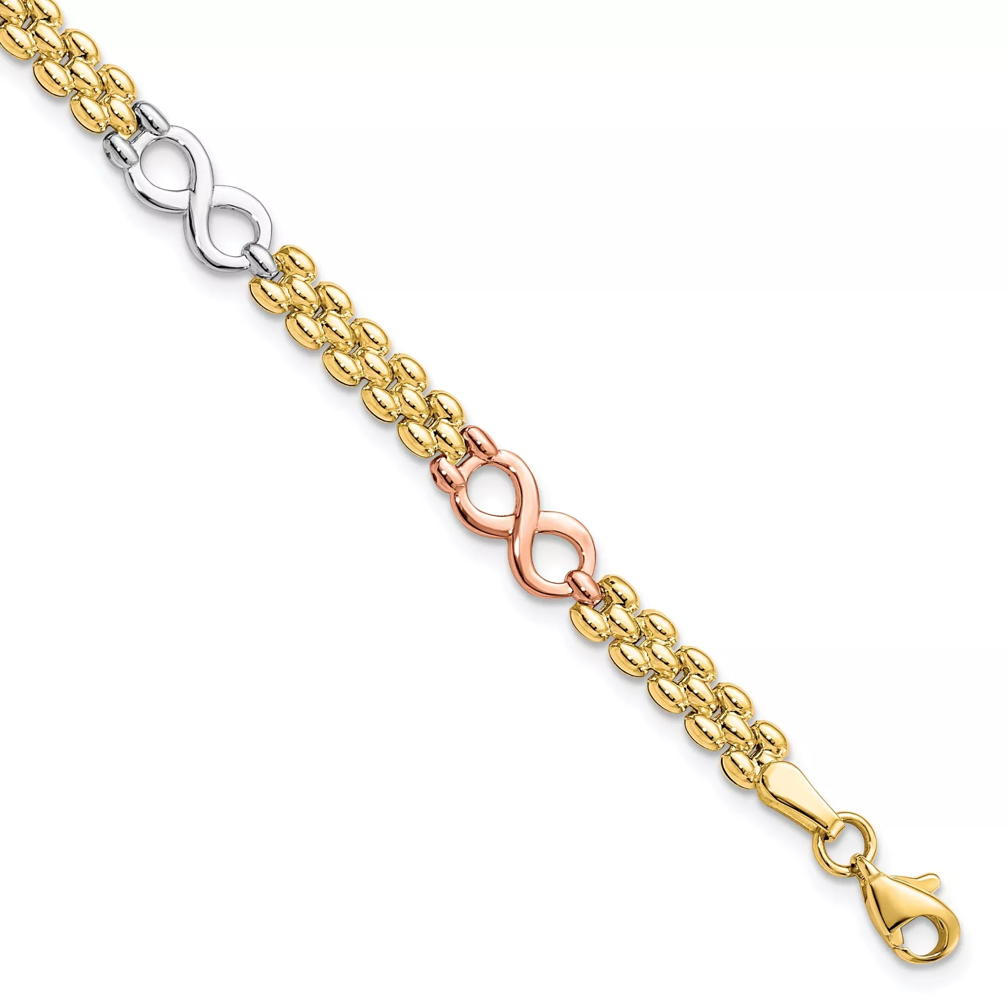 10K Tri-color Reversible Infinity Bracelet