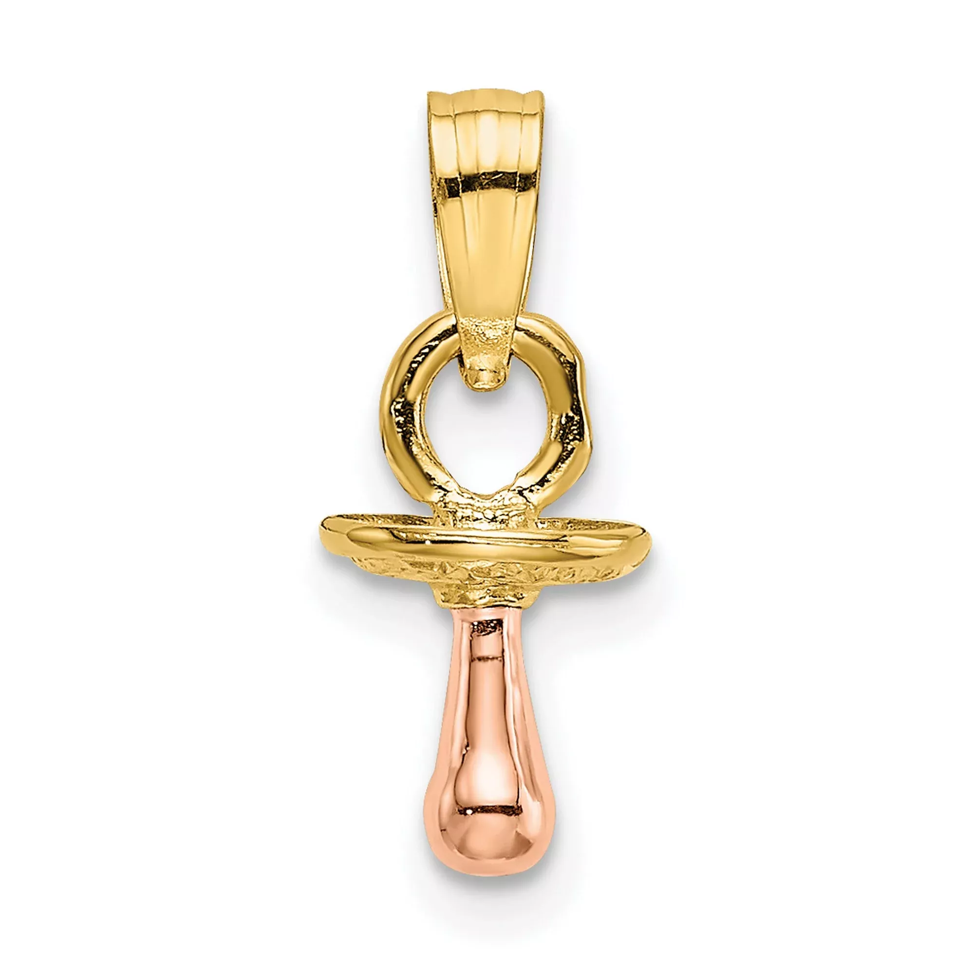 10k Two-Tone Gold Pacifier Pendant with Yellow and Rose Gold Accents, Motherhood Charm