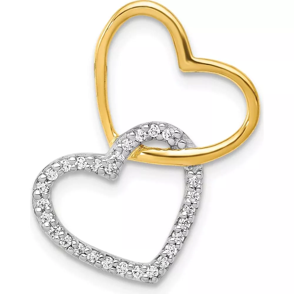 10K Two-Tone Heart Pendant with 1/10 Carat Total Diamond Weight by Oro Pregiato