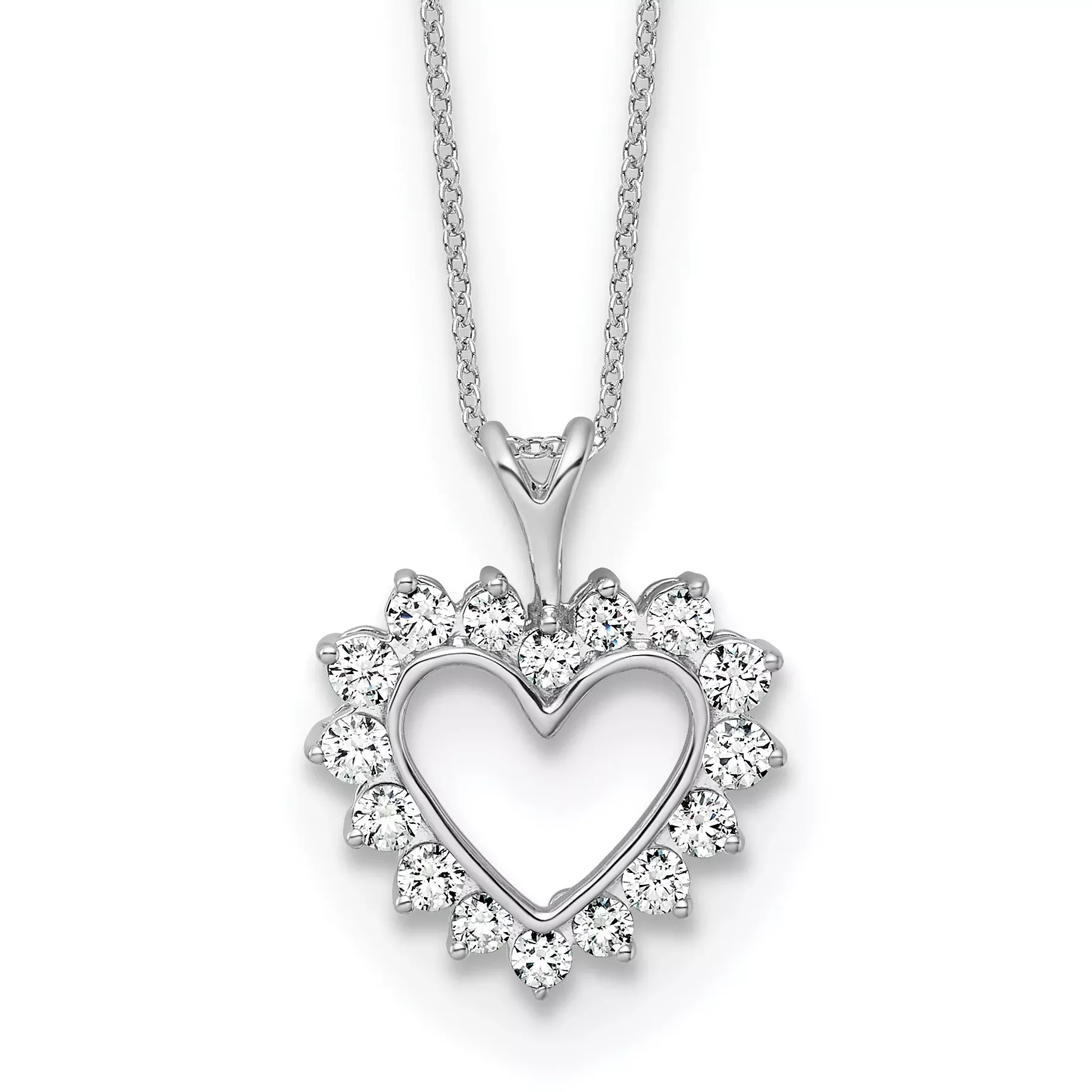 10k White Gold 1/2 carat Lab Grown Diamond VS/SI+ G+ Complete 18 inch Heart Pendant Necklace