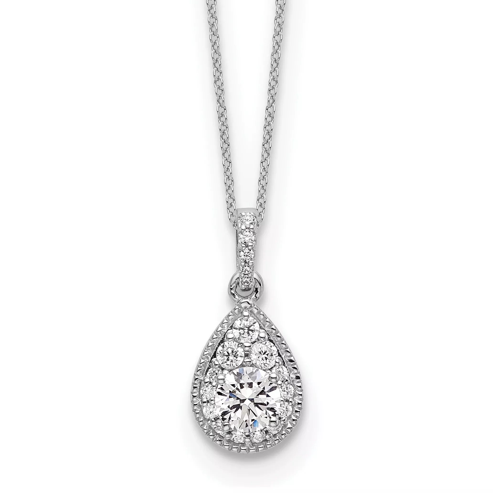 10k White Gold 1/2 carat Lab Grown Diamond VS/SI+ G+ Complete 18 inch Teardrop Pendant Necklace