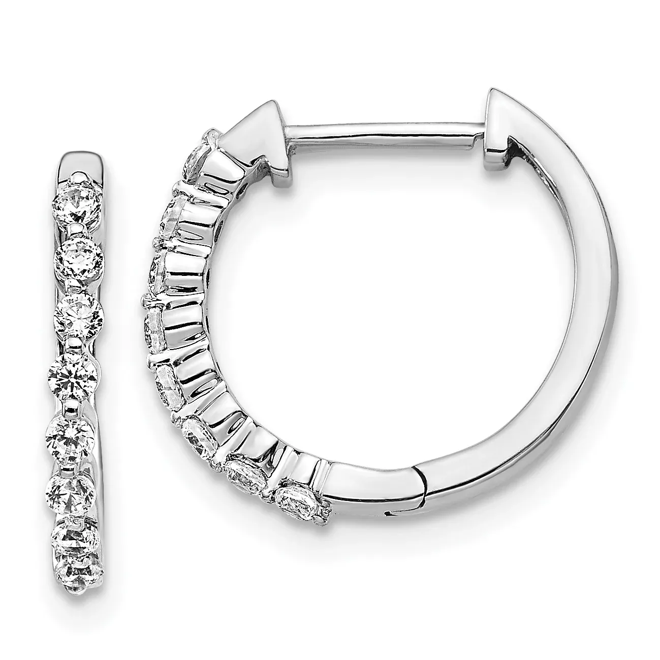 10k White Gold 1/3 carat Lab Grown Diamond VS/SI+ G+ Complete Hinged Hoop Earrings