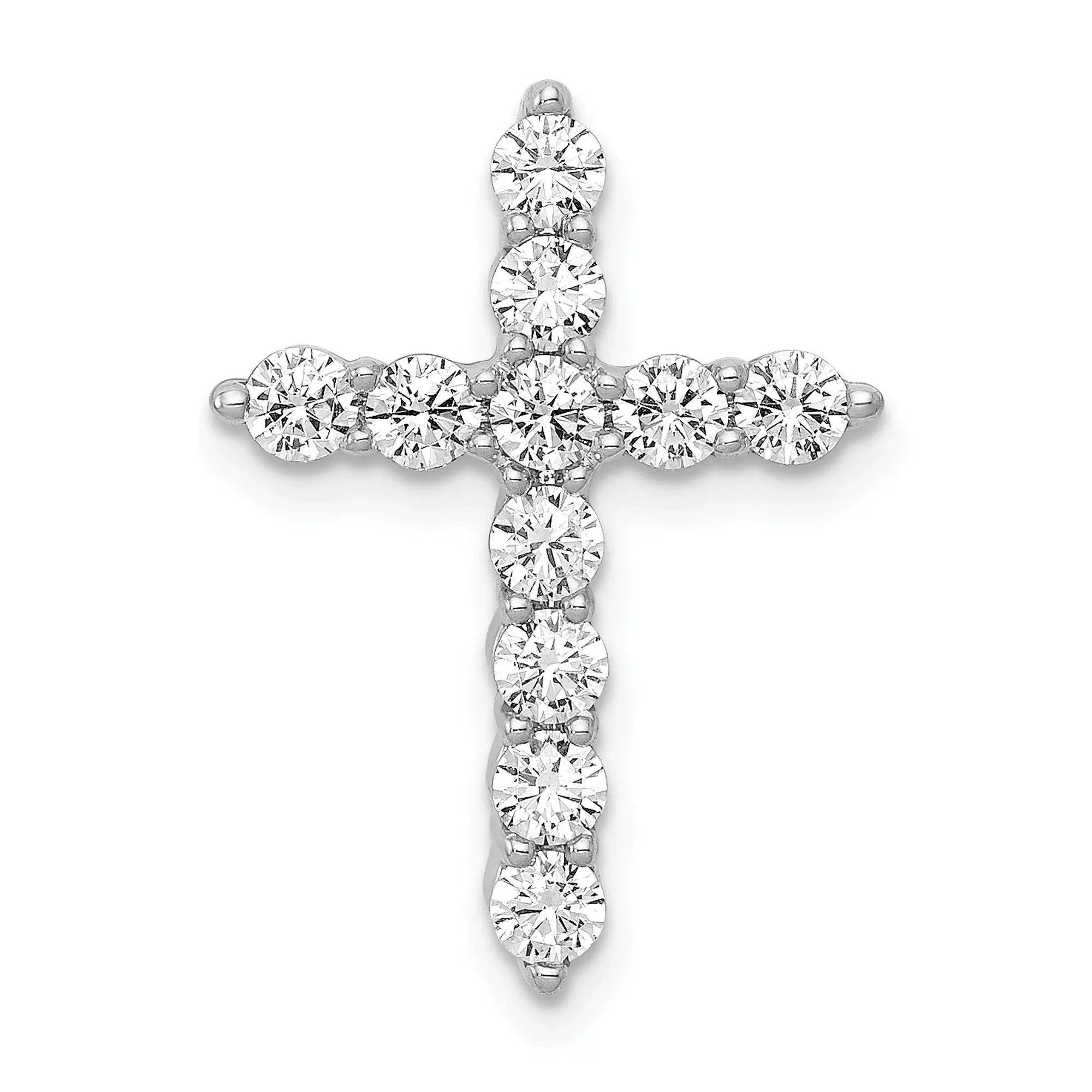 10k White Gold Cross Pendant, Diamond Accent, Modern Polished Faith Design