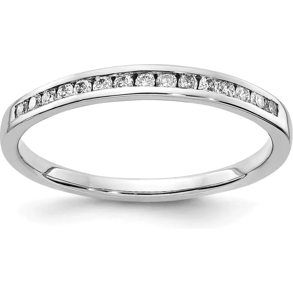 10K White Gold Diamond Channel Band - 0.15 Carat Total Diamond Weight - Size 6.75 by Oro Pregiato