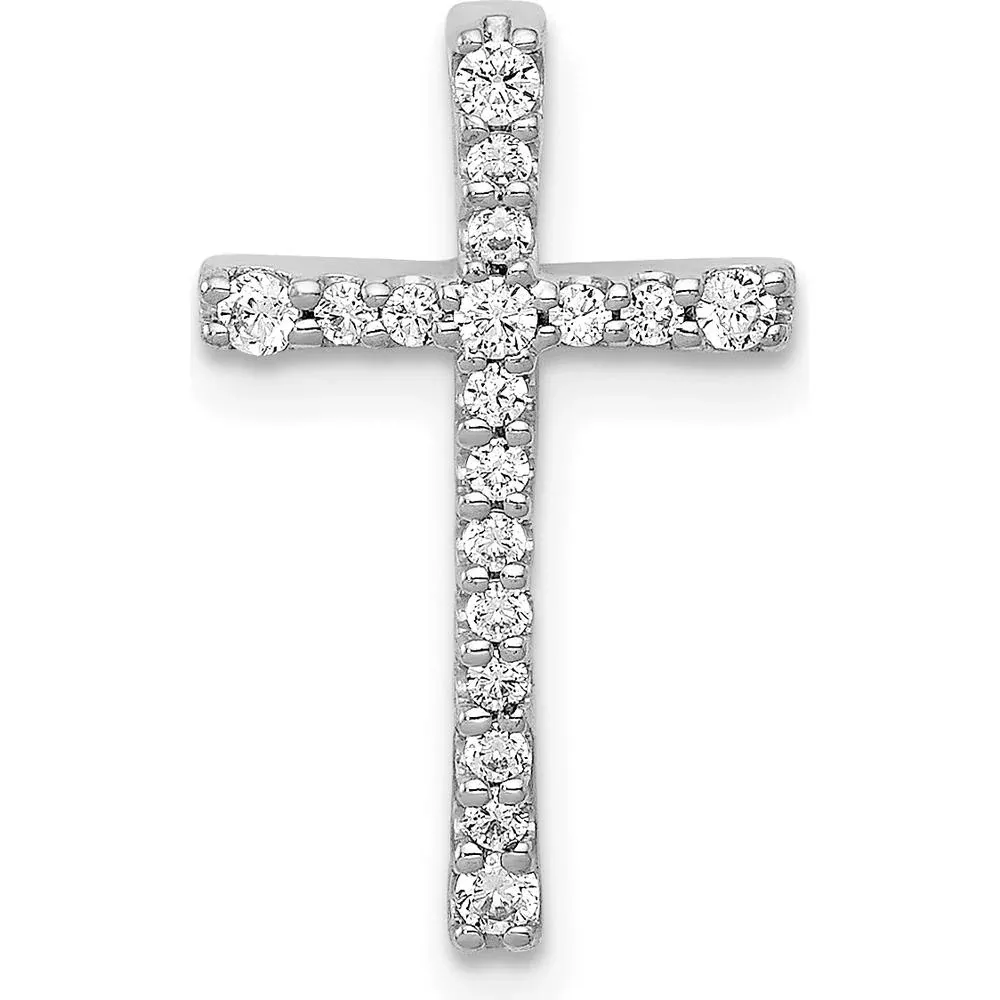 10K White Gold Diamond Latin Cross Pendant - 1/5 Carat Total Diamond Weight by Oro Pregiato