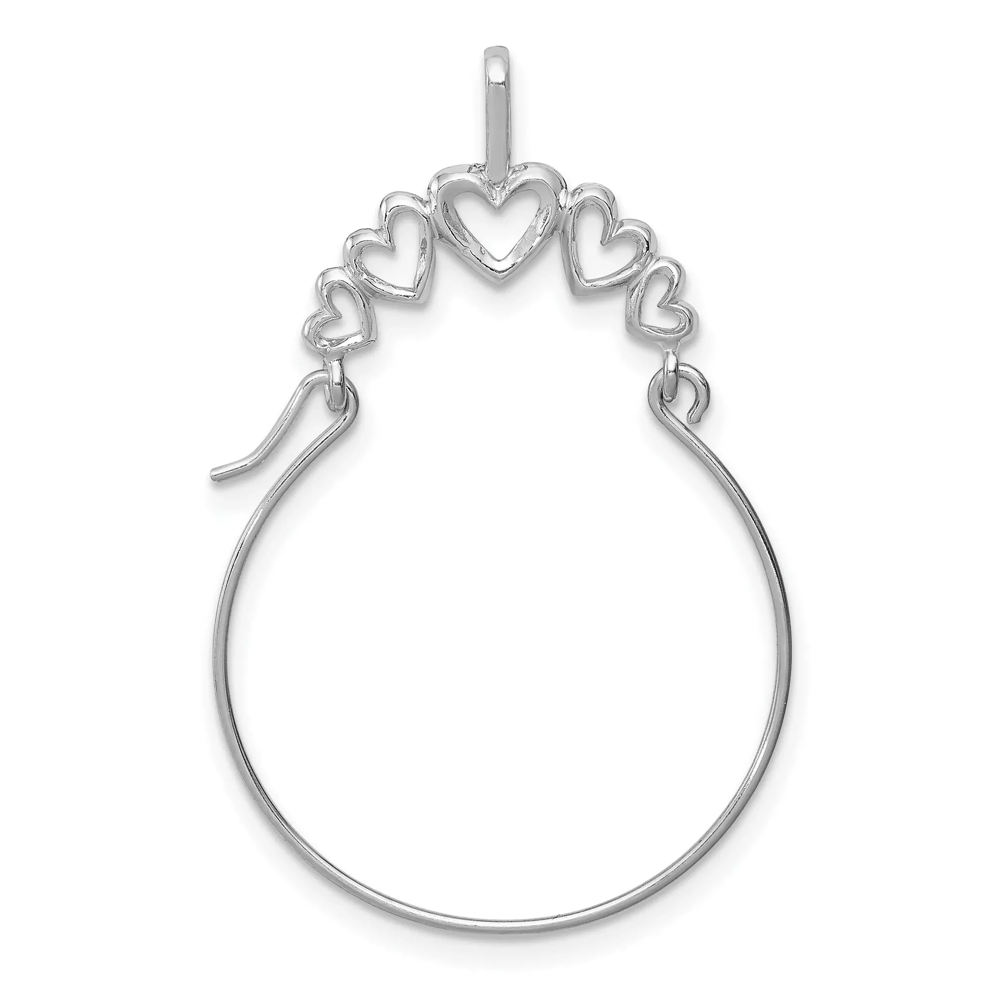 10k White Gold Heart Hoop Earrings with Five Open Heart Design for Women