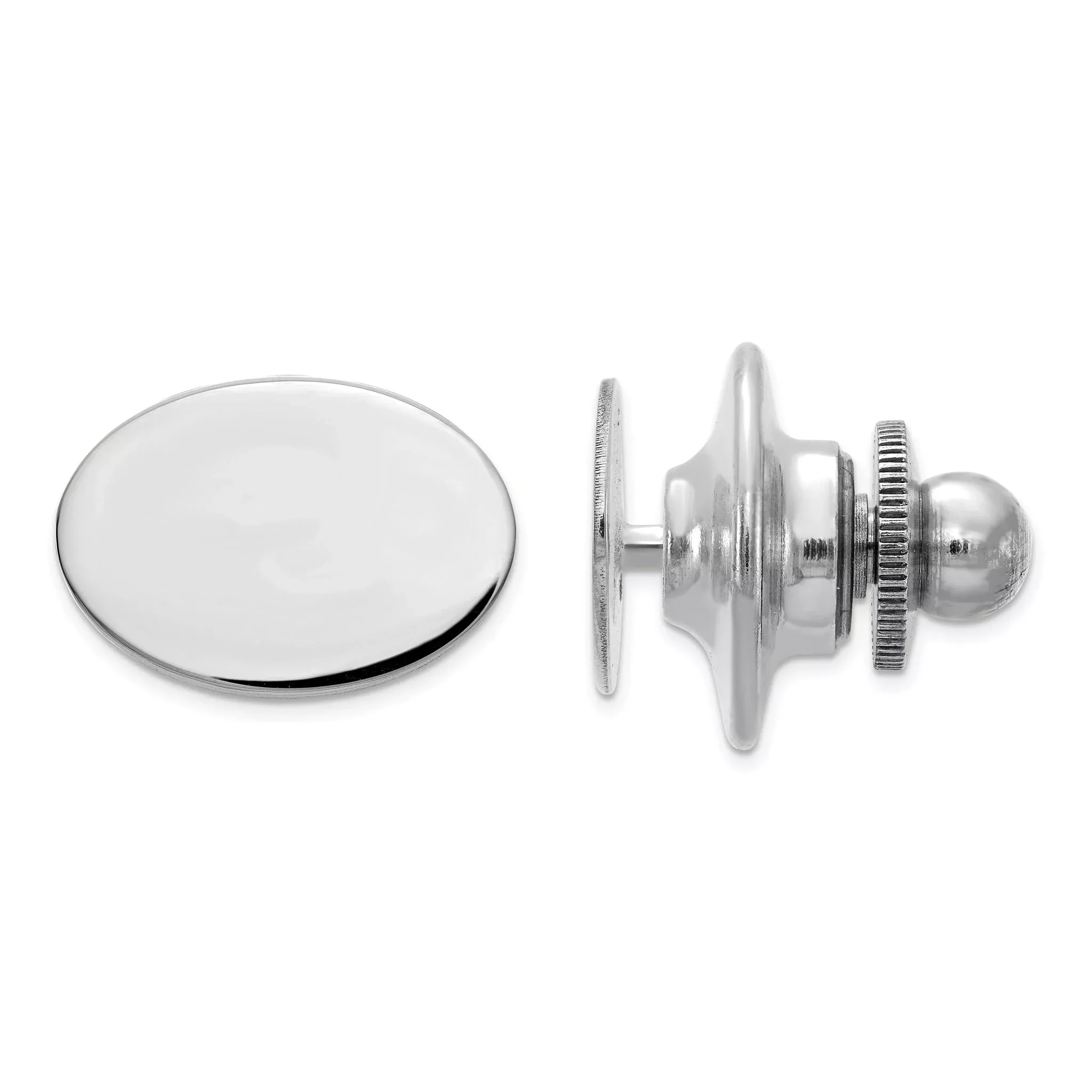 10K White Gold Men's Oval High Polished Tie Tac