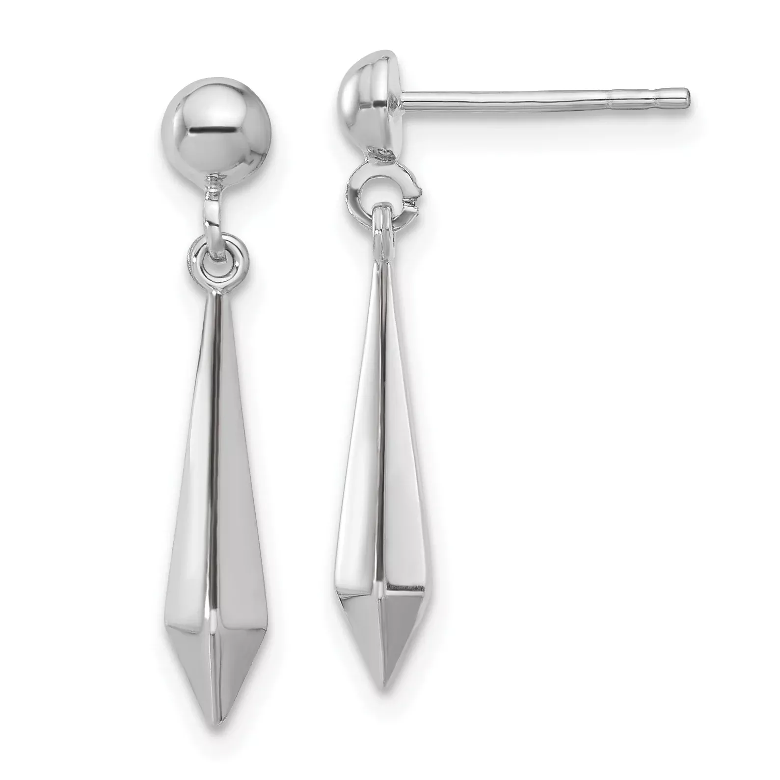 10K White Gold Polished Post Dangle Earrings