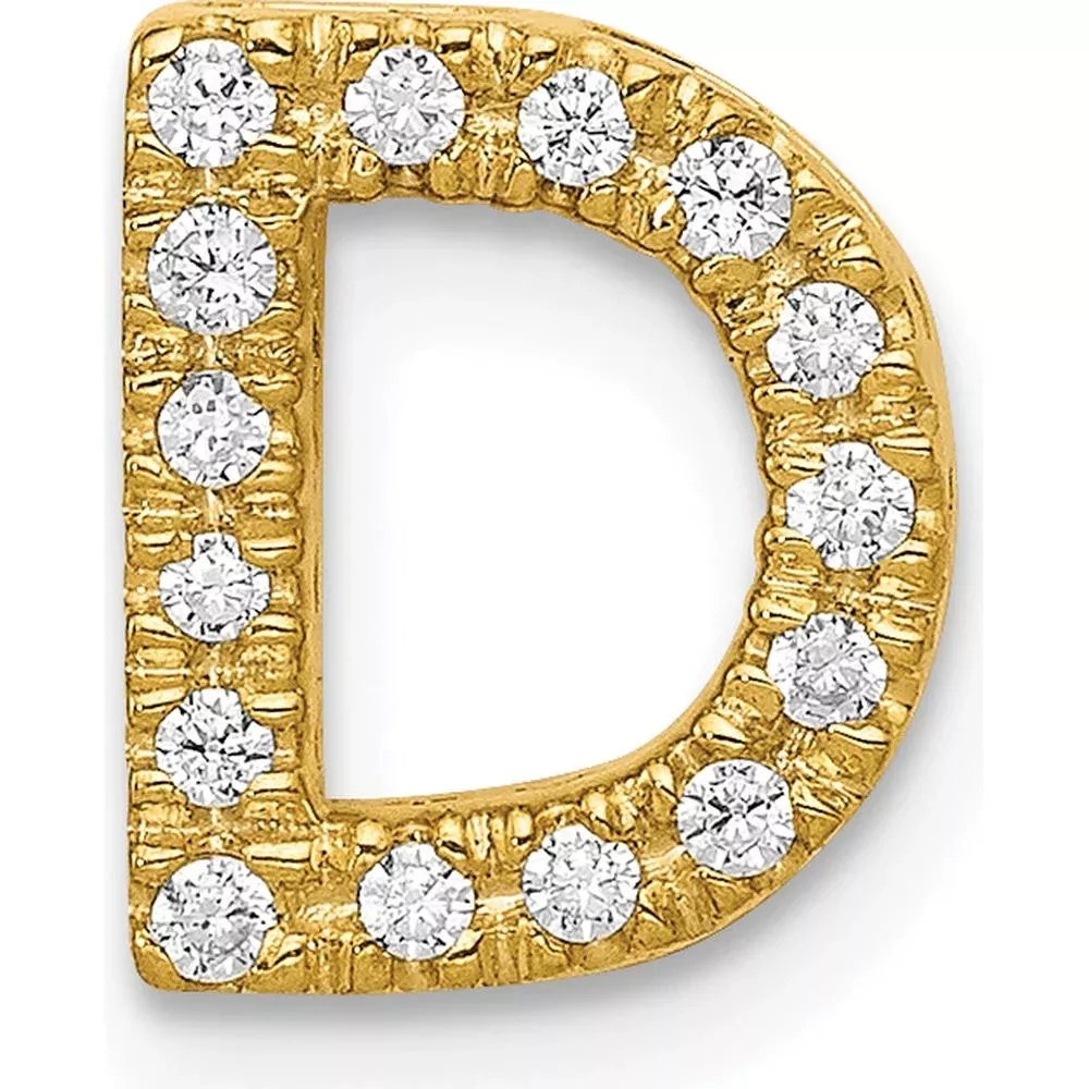 10K Yellow Gold Diamond Letter D Initial Charm Pendant - Personalized Luxury Jewelry by Oro Pregiato