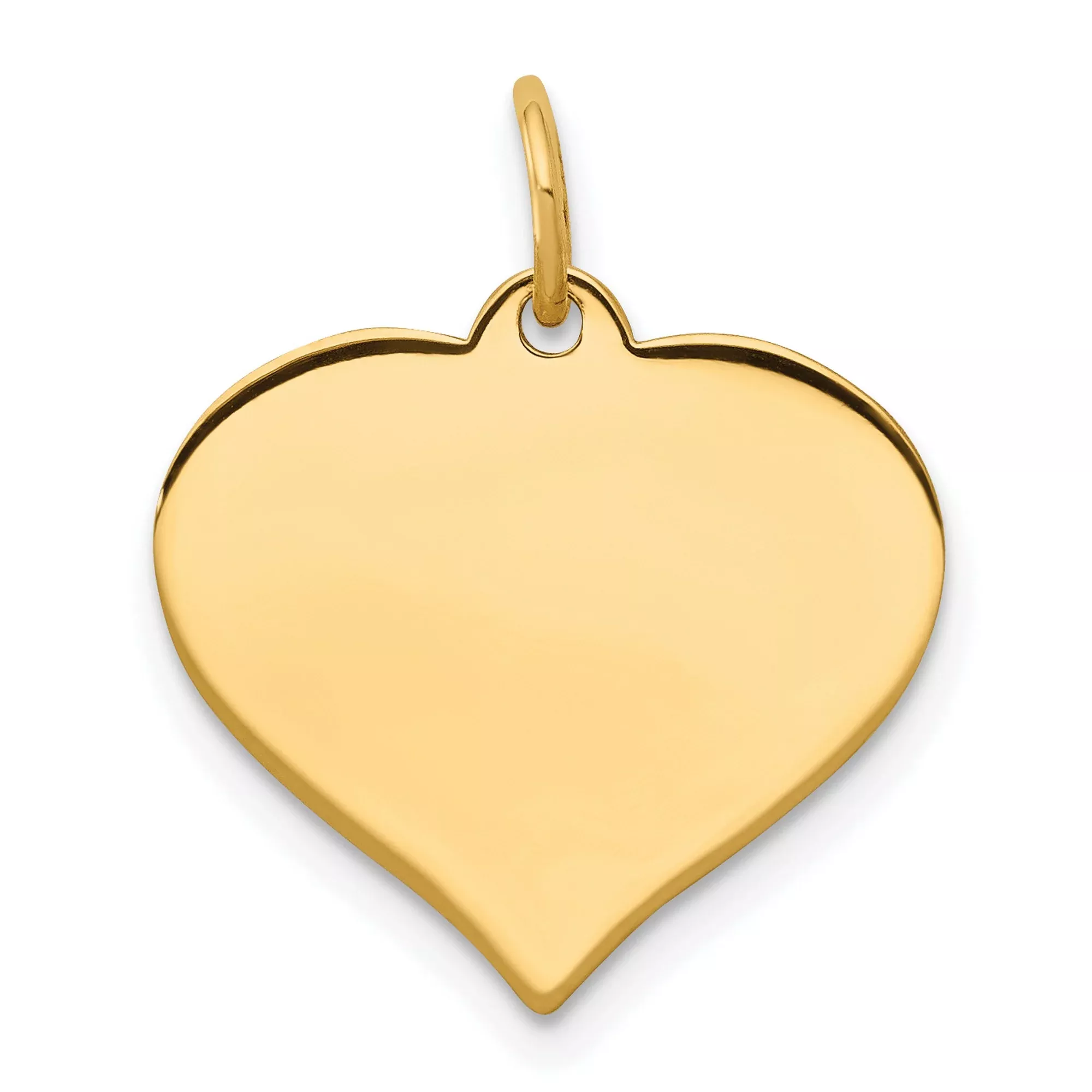 10k Yellow Gold Heart Pendant with Polished Finish, Engravable Surface, Romantic Jewelry for Women