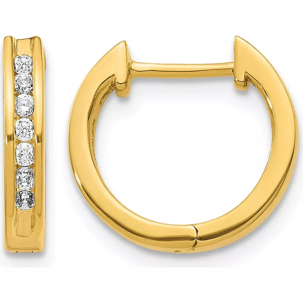 10K Yellow Gold Hinged Hoop Earrings with 0.50 Carat Total Diamond Weight by Oro Pregiato