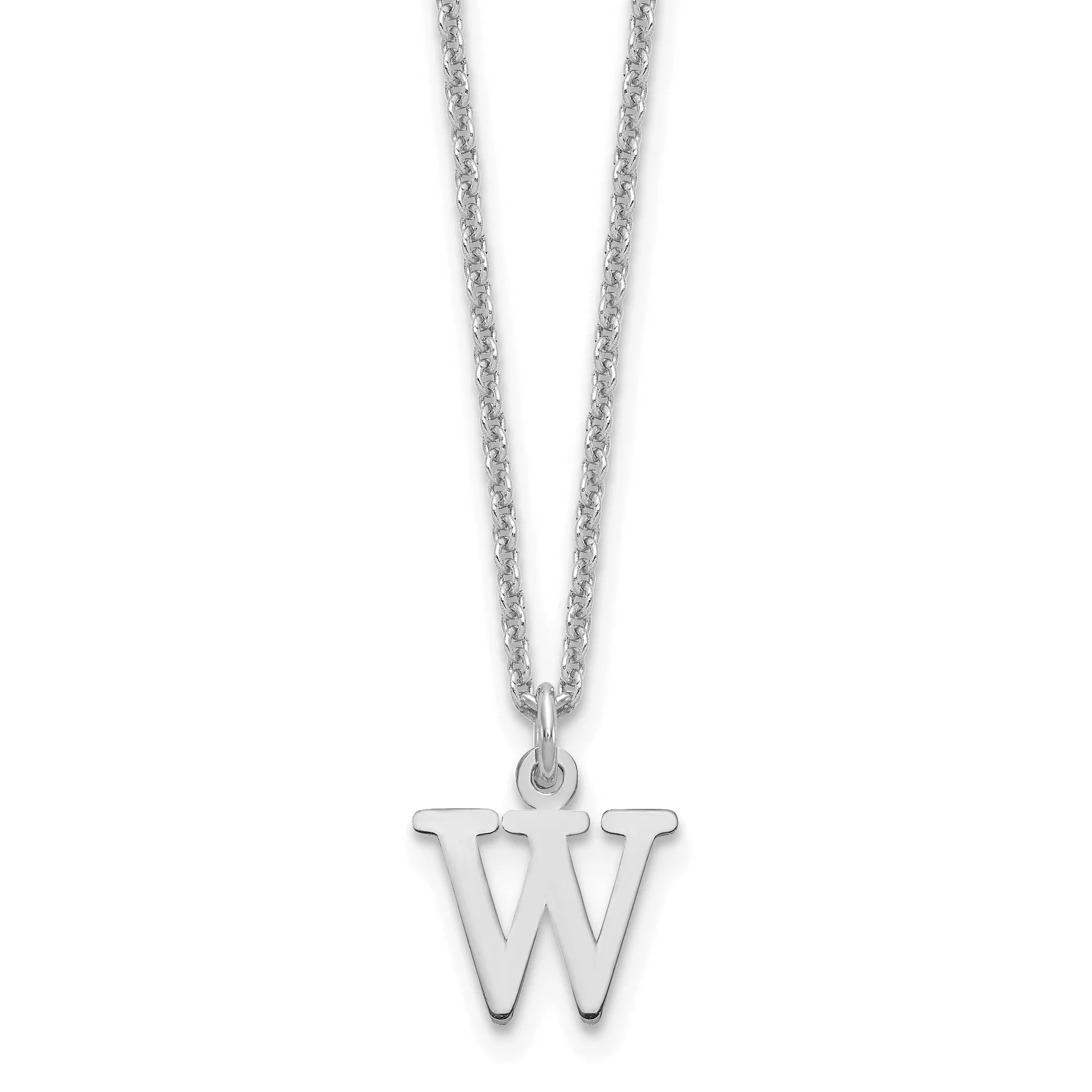 10KW Cutout Letter W Initial Necklace