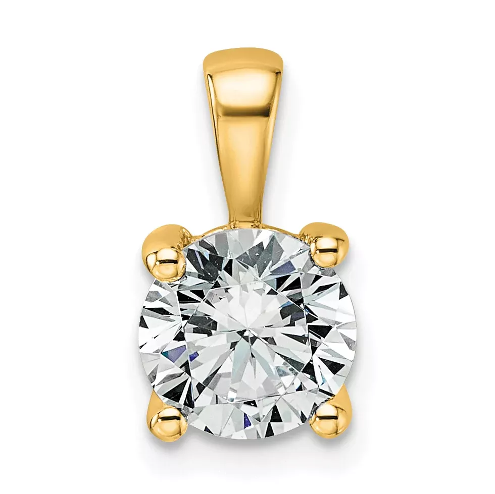 14k 1 1/2 carat Certified Lab Grown Diamond VS/SI+ G+ Round Complete Four Prong Pendant