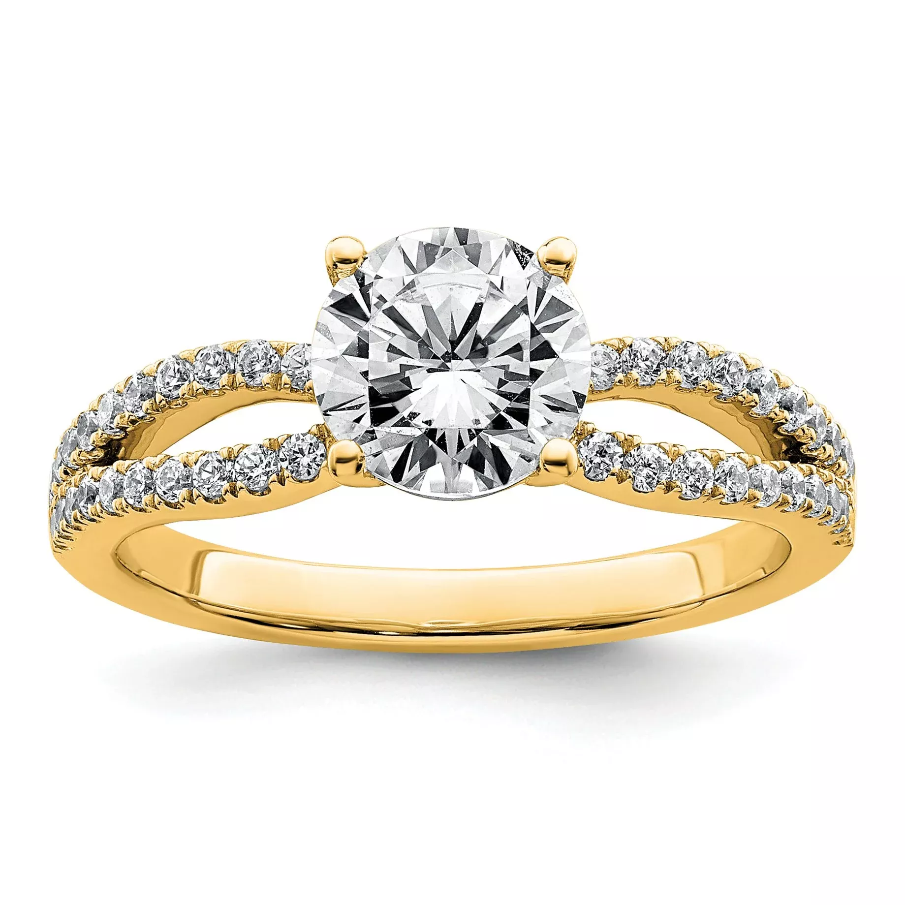 14k 1 1/2 carat Lab Grown Diamond VS+ F+ Round Complete Engagement Ring