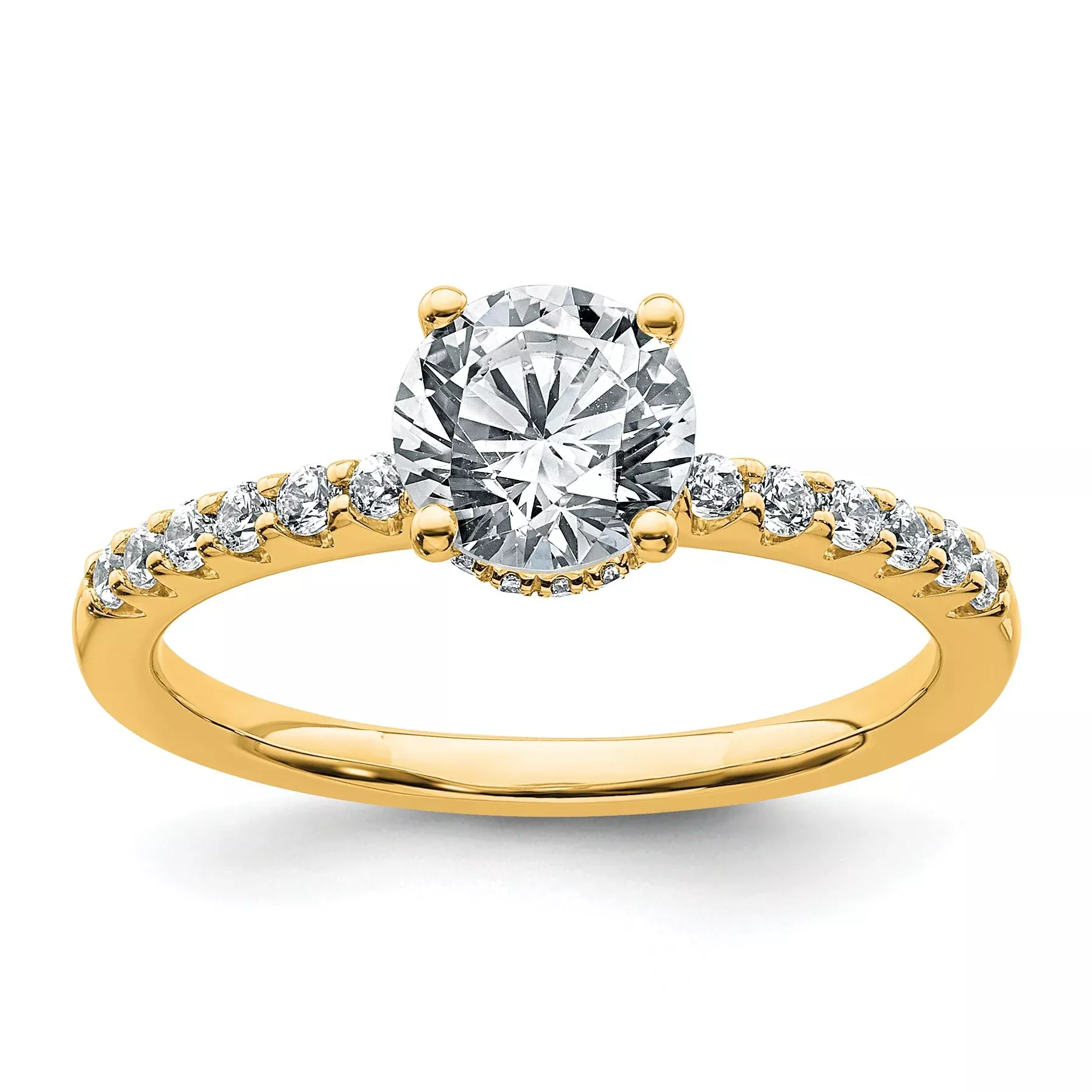 14k 1 1/4 carat Certified Lab Grown Diamond VS+ F+ Round Complete Engagement Ring