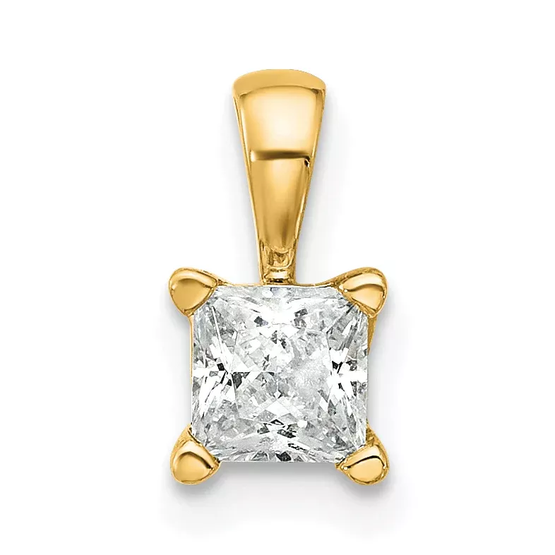 14k 1/2 carat Lab Grown Diamond VS/SI+ G+ Princess Complete Four Prong Pendant