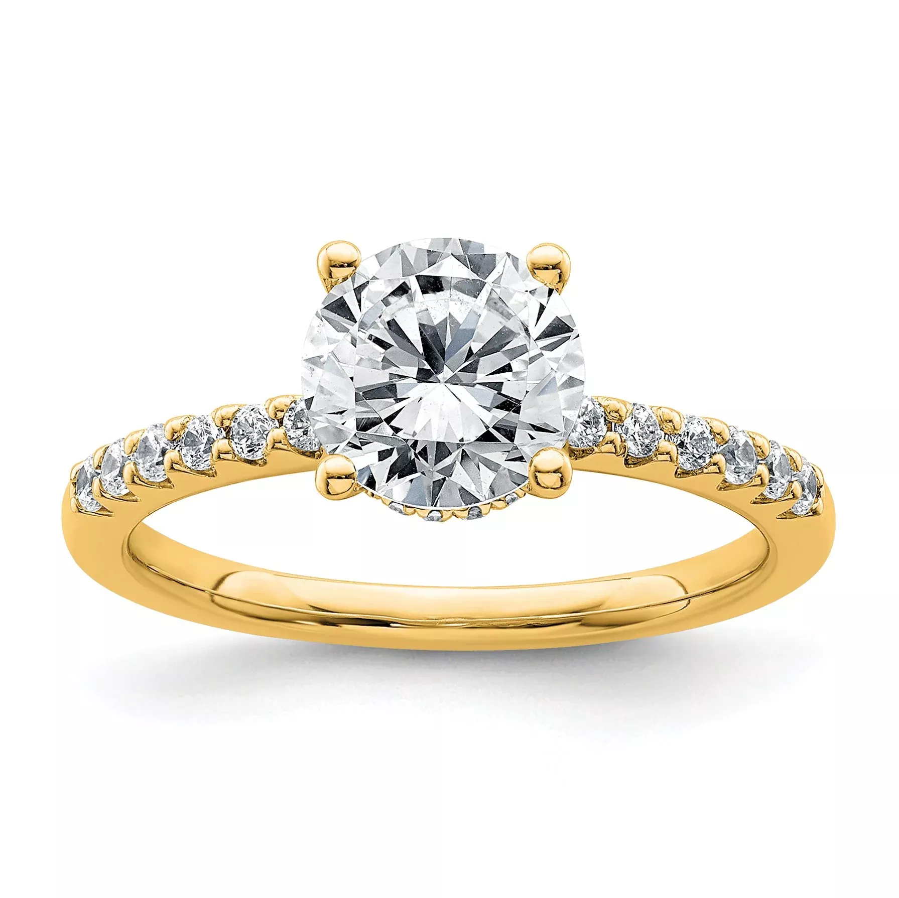 14k 1 3/4 carat Certified Lab Grown Diamond VS+ F+ Round Complete Engagement Ring
