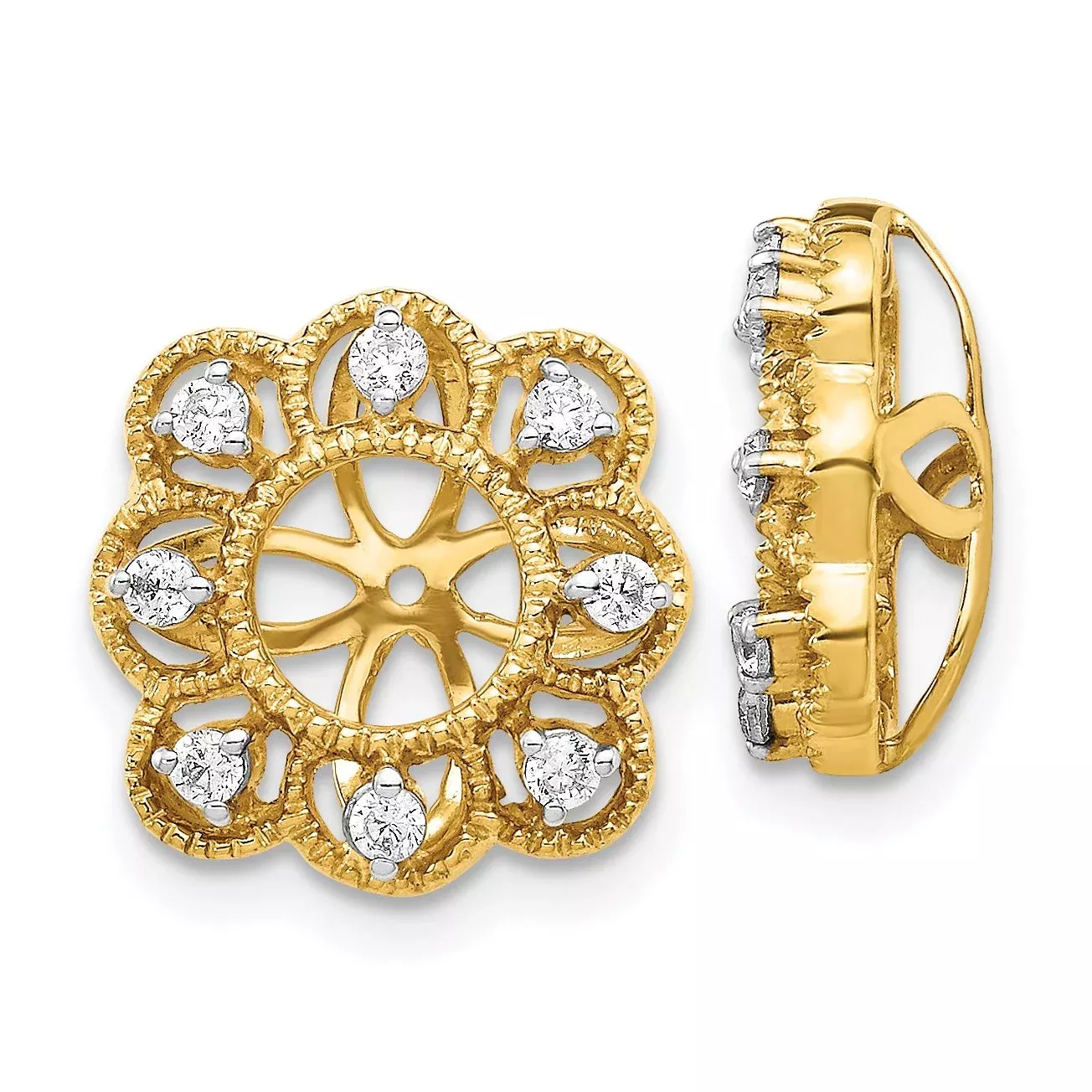 14k 1/4 carat Lab Grown Diamond VS/SI+ G+ with 4.4 mm Earring Jacket