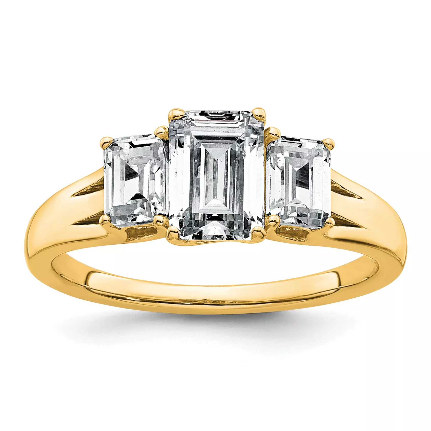 14k 1 5/8 carat Certified Lab Grown Diamond VS+ F+ Emerald Complete Three Stone Engagement Ring