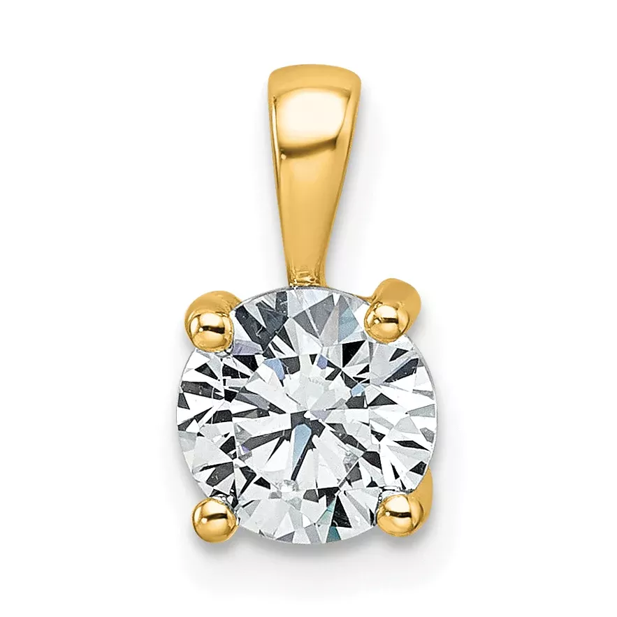 14k 1 carat Certified Lab Grown Diamond VS+ F+ Round Complete Four Prong Pendant
