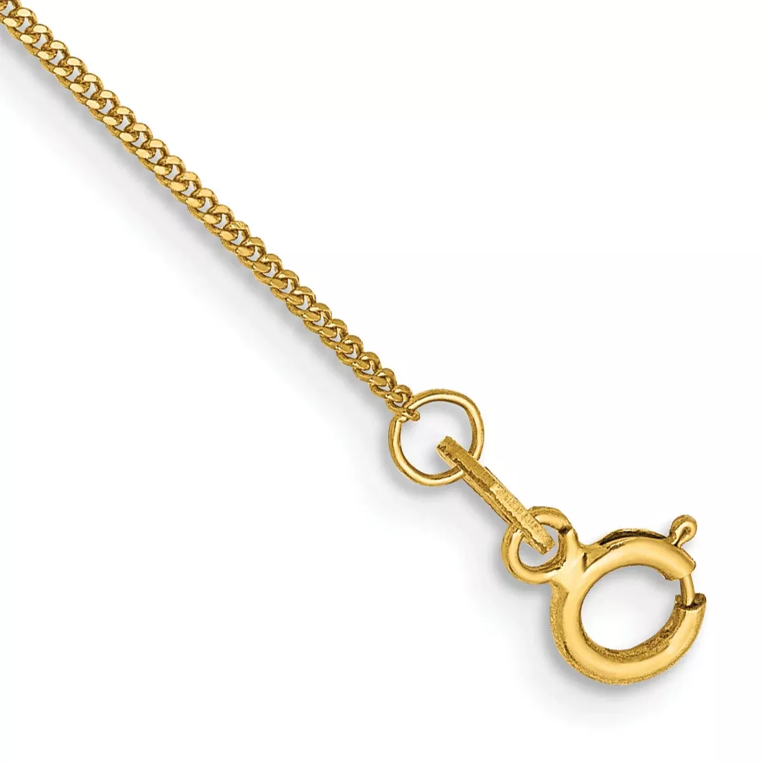 14K 10 inch .9mm Curbwith Spring Ring Clasp Anklet