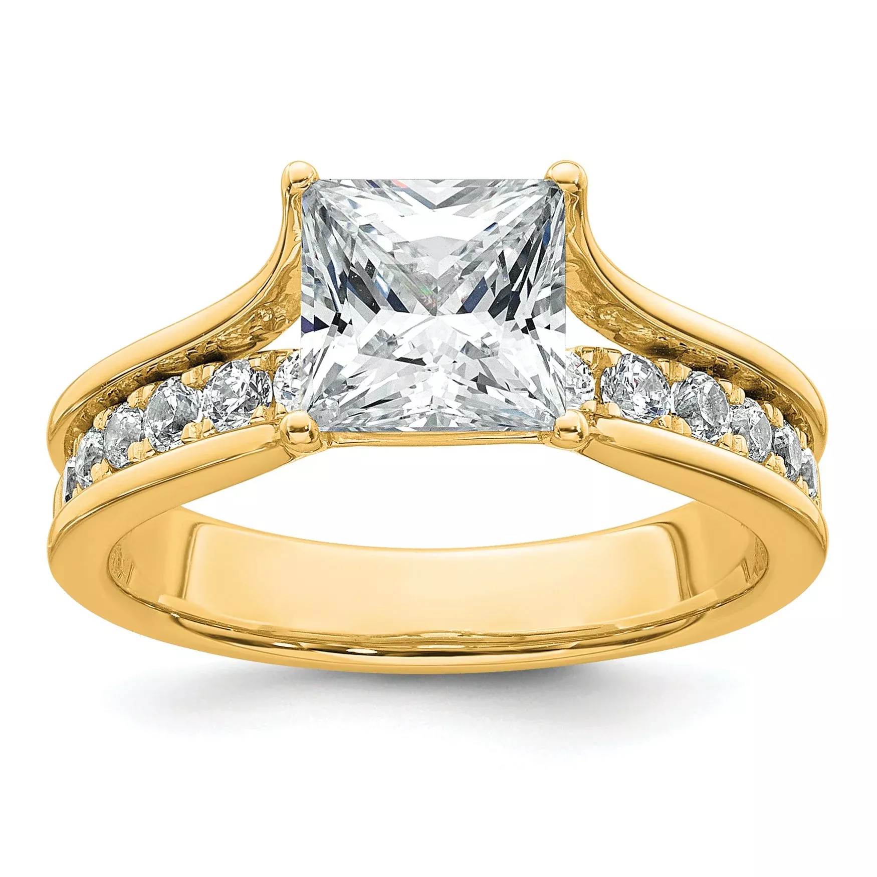 14k 2 1/2 carat Certified Lab Grown Diamond VS+ F+ Princess Complete Engagement Ring