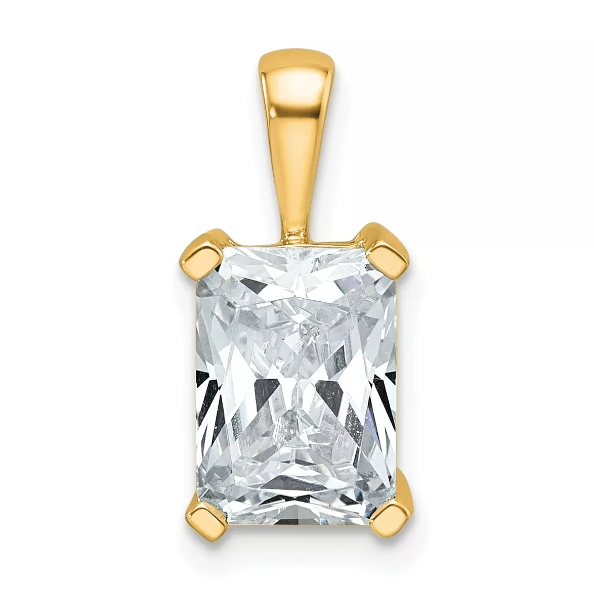 14k 2 1/2 carat Certified Lab Grown Diamond VS+ F+ Radiant Complete Four Prong Pendant