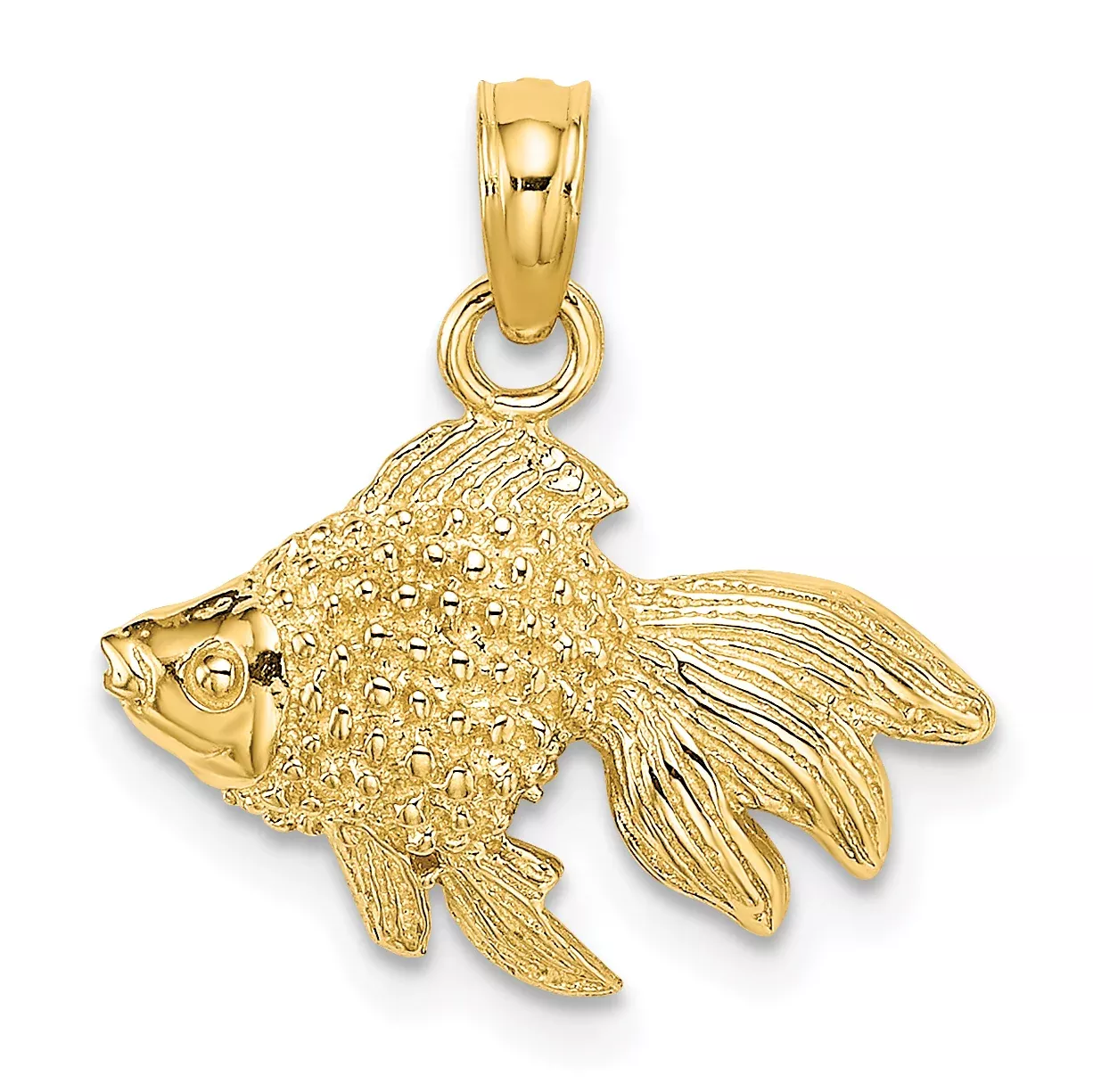 14K 2-DTextured Gold Fish Charm