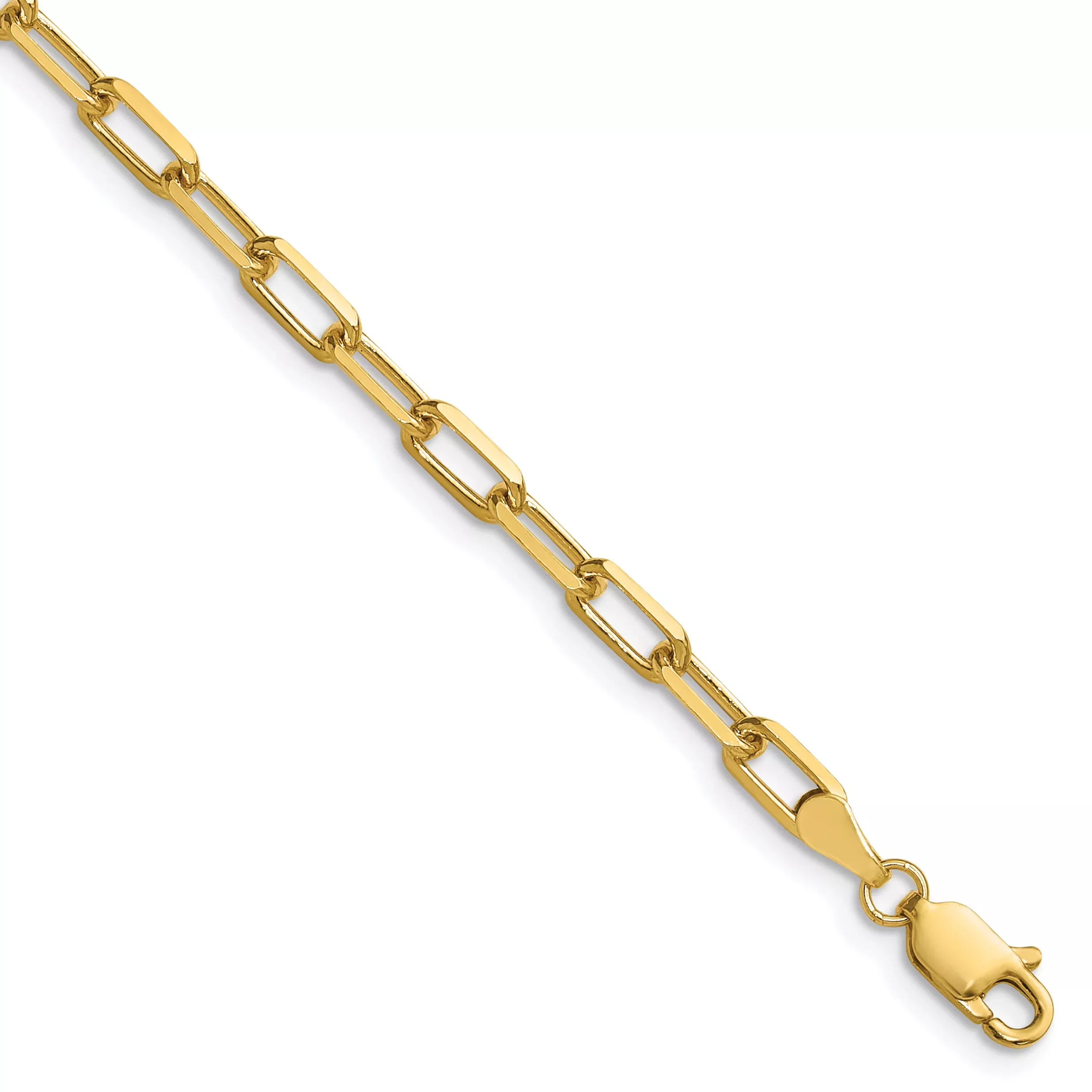 14k 3.5mm Solid Beveled Paperclip Chain