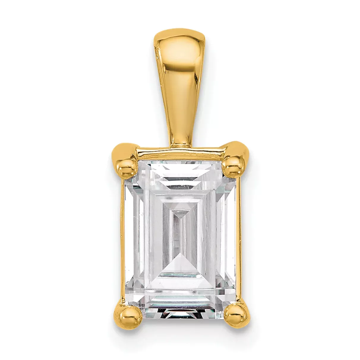 14k 3 carat Lab Grown Diamond VS+ F+ Emerald Complete Four Prong Pendant
