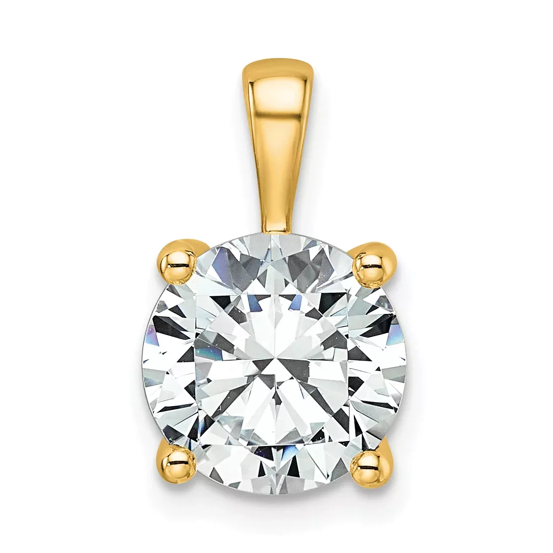14k 3 carat Lab Grown Diamond VS/SI+ G+ Round Complete Four Prong Pendant