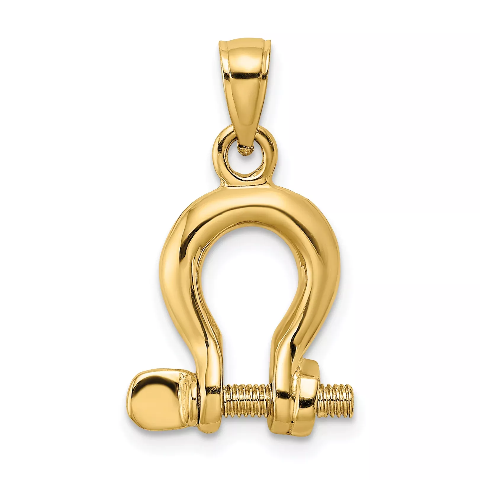 14K 3-D Medium Shackle Link Screw Charm