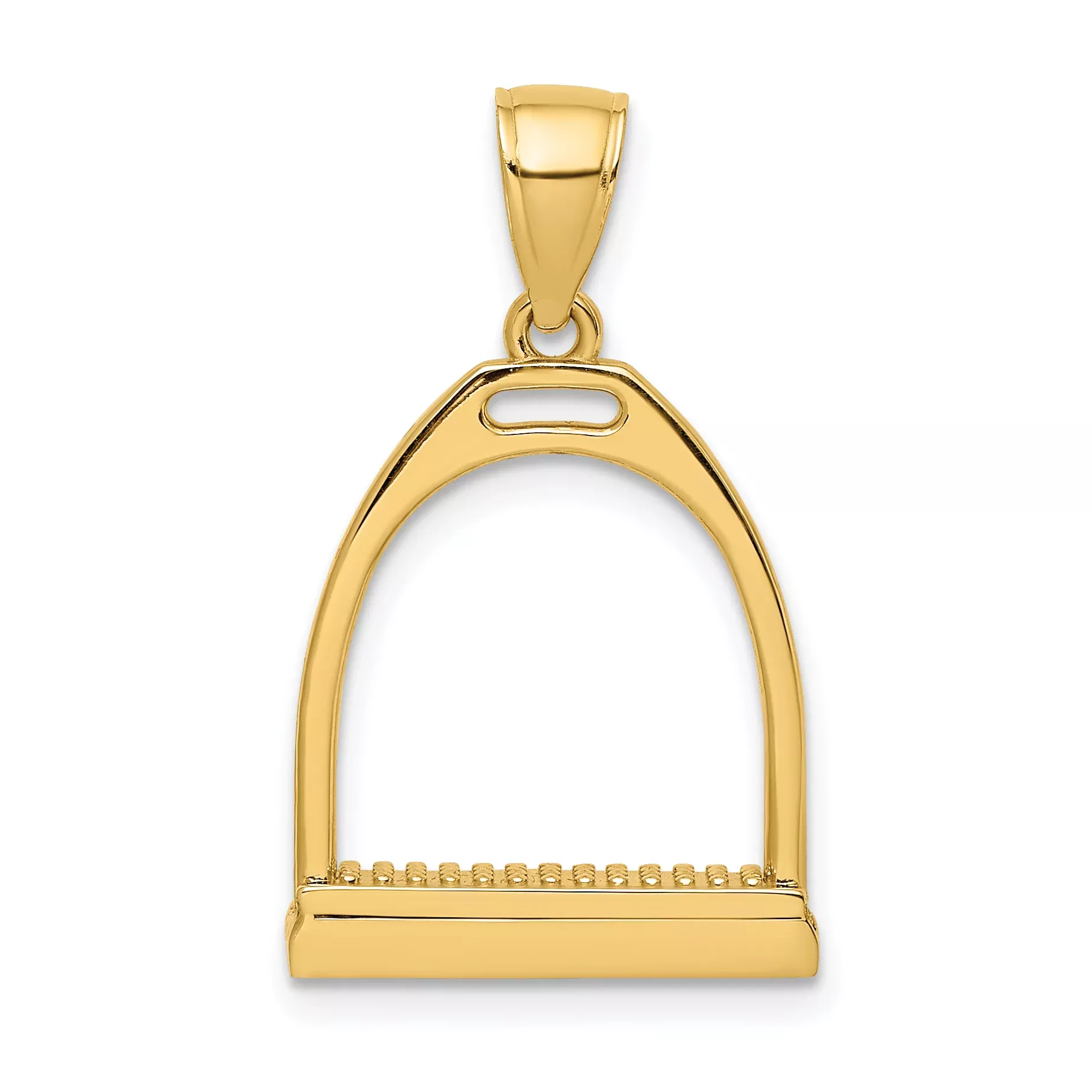 14K 3-D and Polished Large Horse Stirrup Charm