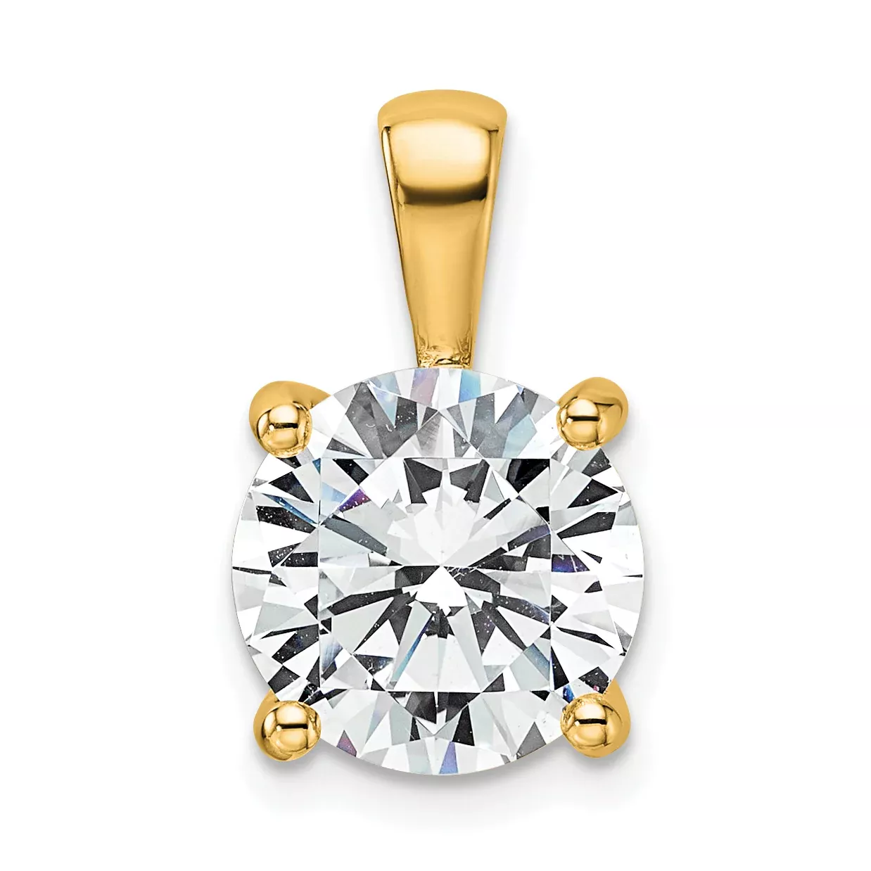 14k 4 carat Certified Lab Grown Diamond VS+ F+ Round Complete Four Prong Pendant
